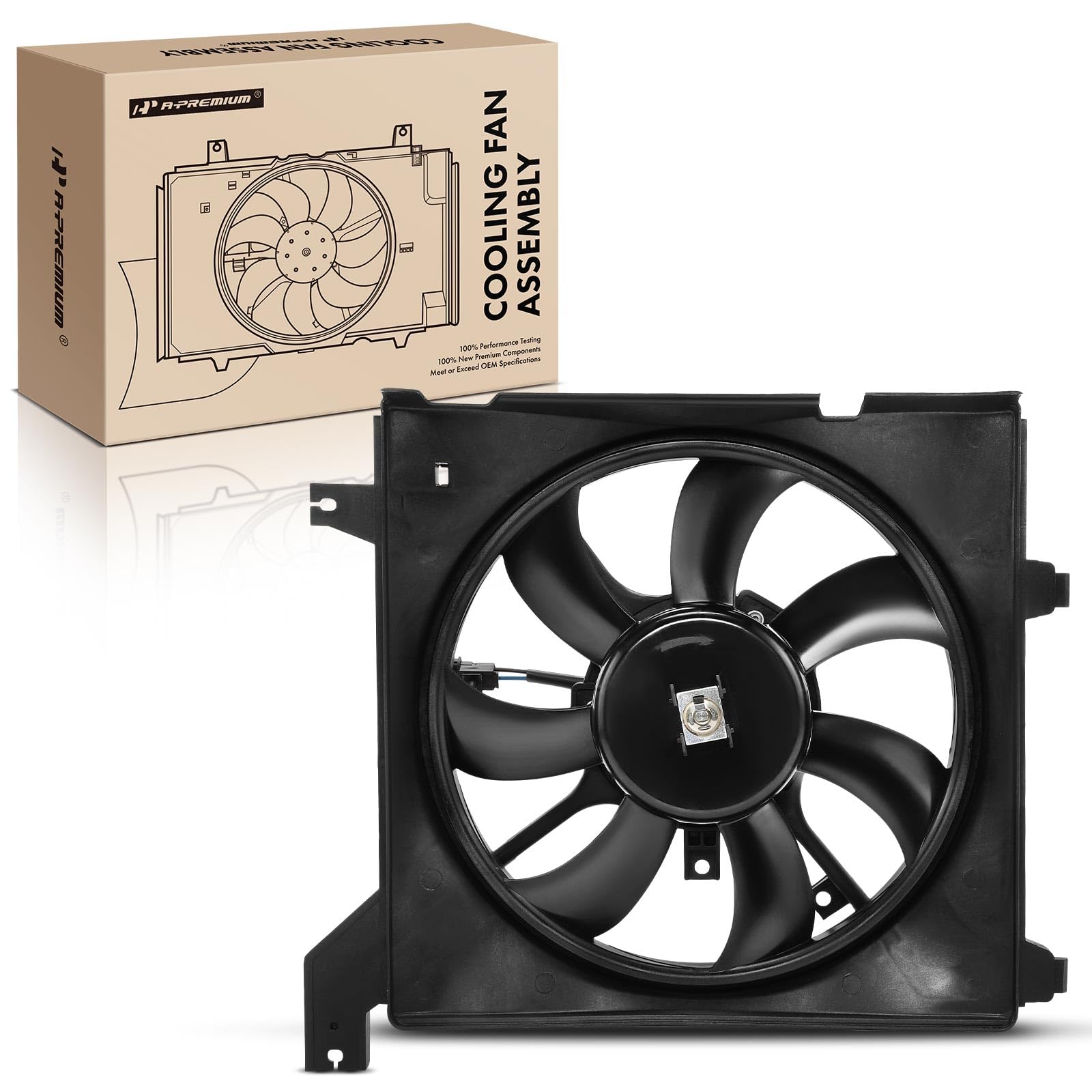 A-Premium Engine Radiator Cooling Fan Assembly Compatible with Hyundai Models - Elantra 2001-2006, 2.0L - Replace# 253862D000, 253502D000