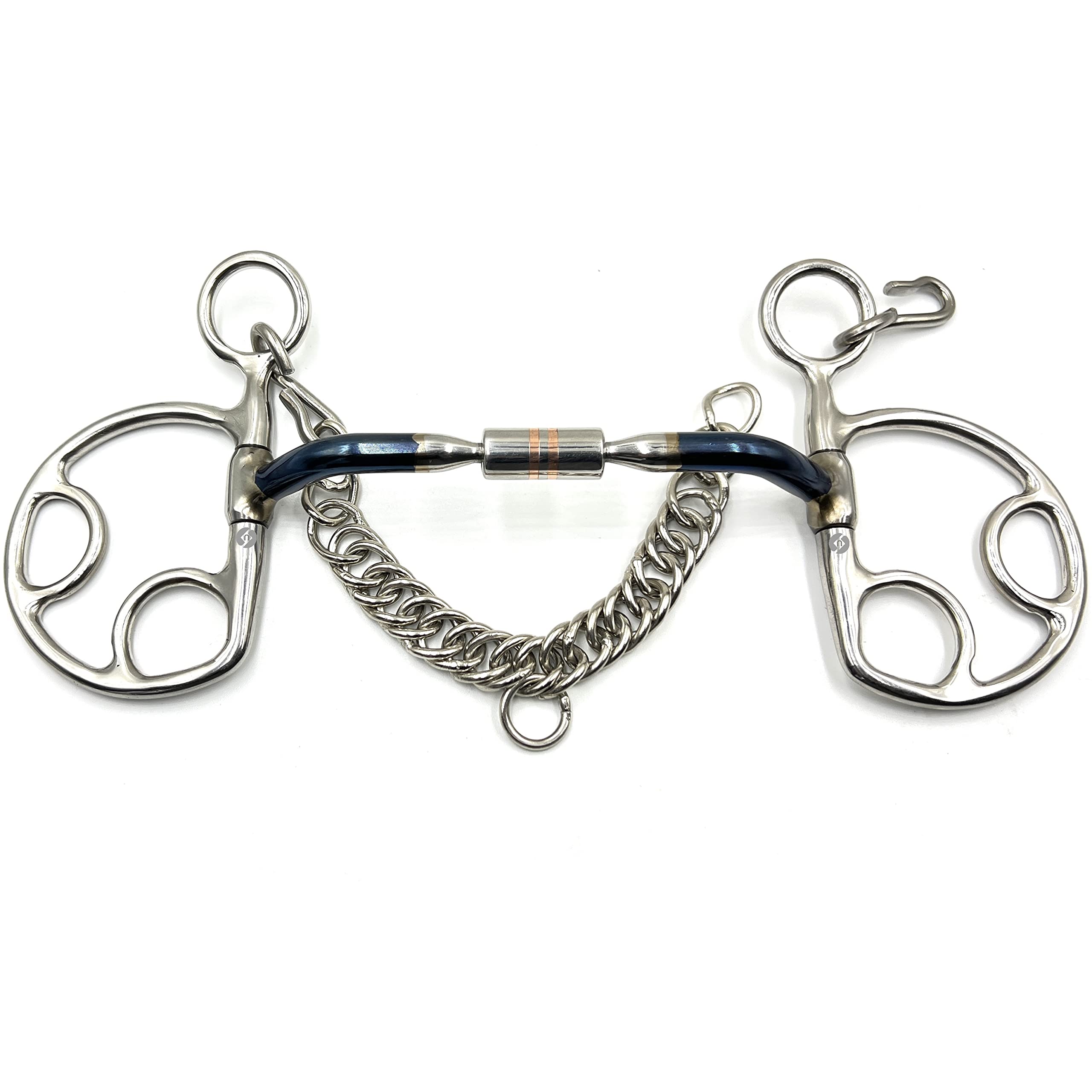 Butterfly Flip Roller Blue Sweet Iron Port Horse Bit Snaffle Hanging Baucher (5.5")