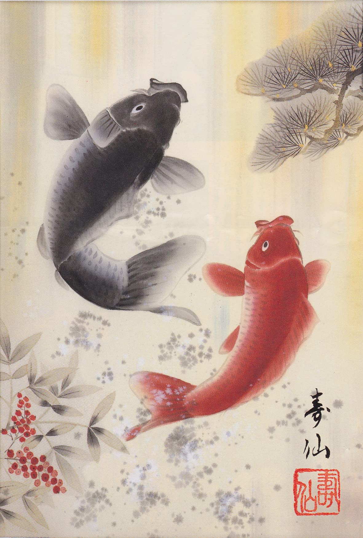 夫婦鯉 金 額縁 縁起物 風水的 幸運 和室 玄関 焼き物 工芸品 【公式通販】