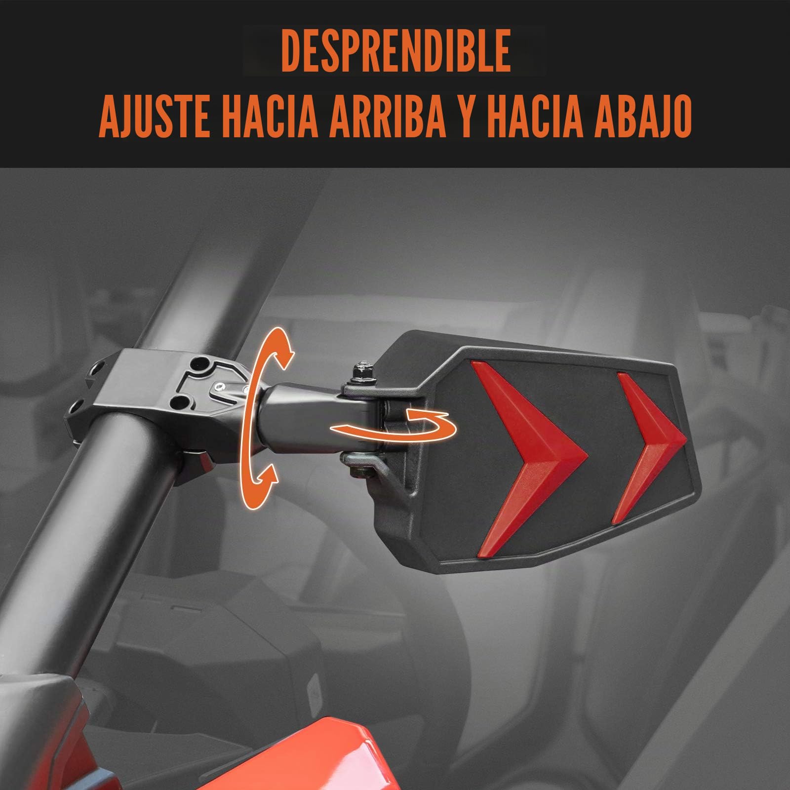 KEMIMOTO, Espejos laterales compatibles UTV con retrovisores Polaris RZR Talon Can Am, funciona con jaula de barra antivuelco de 4,5 a 5 cm, Negro, azul, rojo y naranja