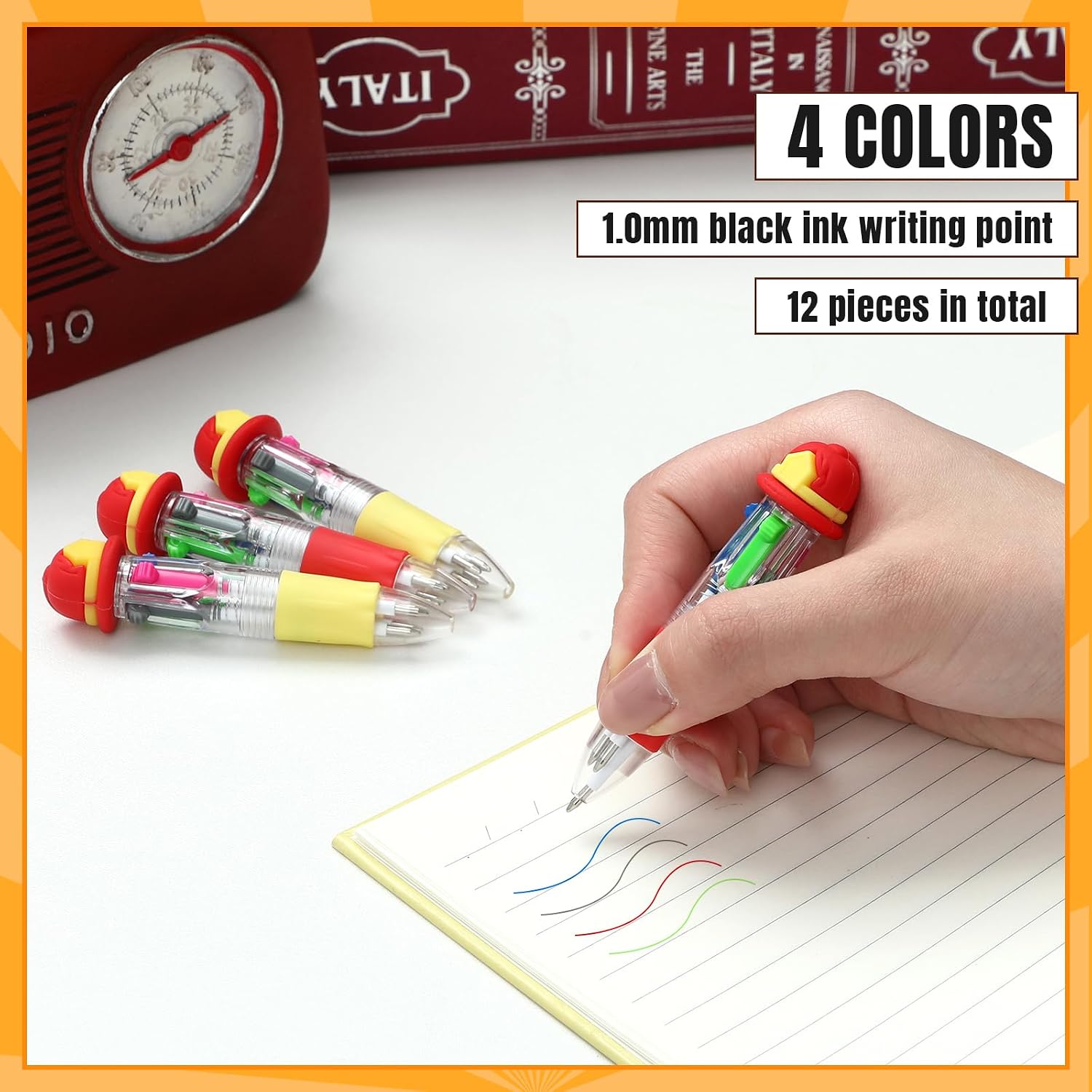 Kosiz 12 Pack Firefighter Party Favor Multicolor 4 in 1 0.5mm Ballpoint Pen image 3