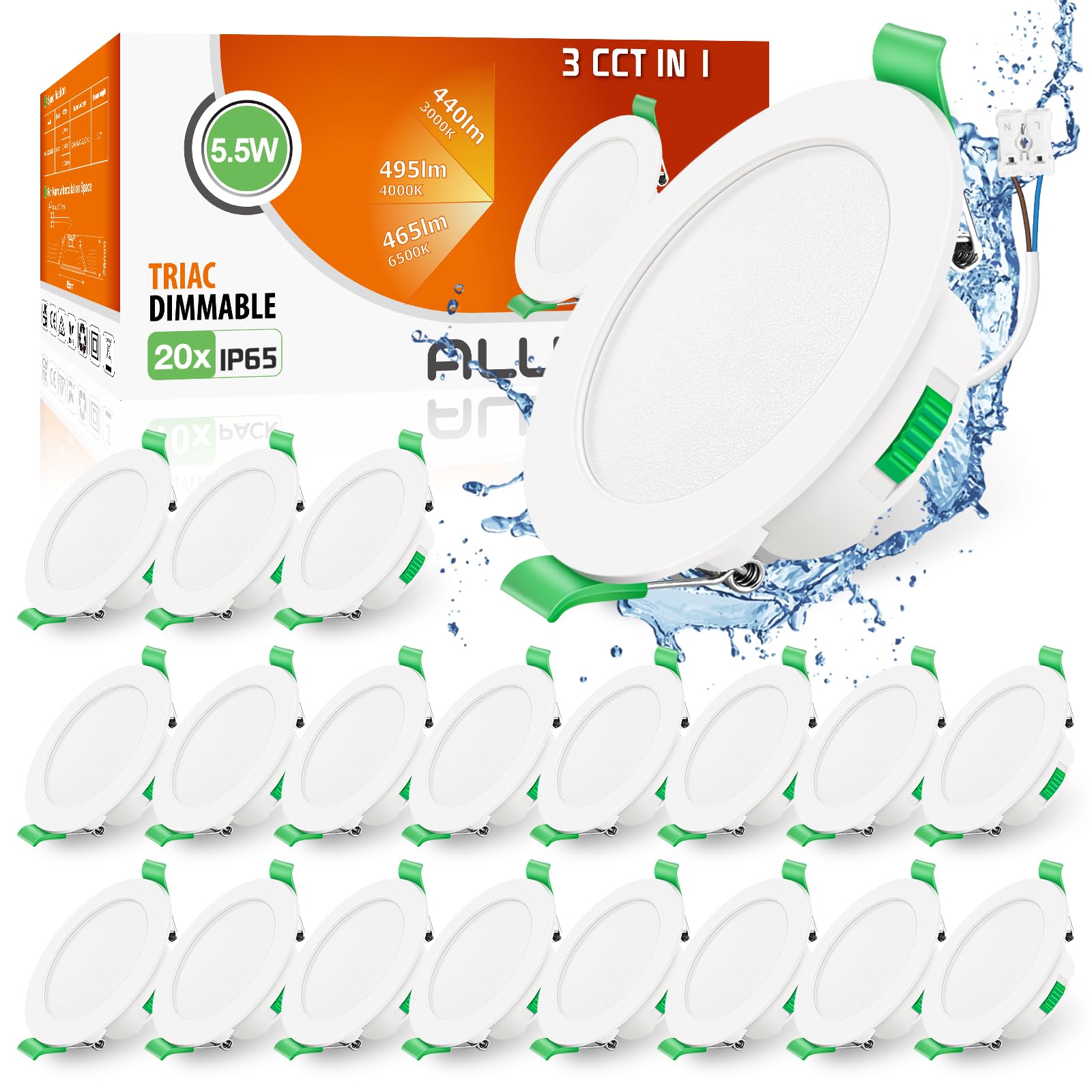 ALUSSO LED 230V Dimmbar Ultra Flach LED Warmweiß Neutralweiß Kaltweiß Badezimmer Küche Wohnzimmer, Weiss