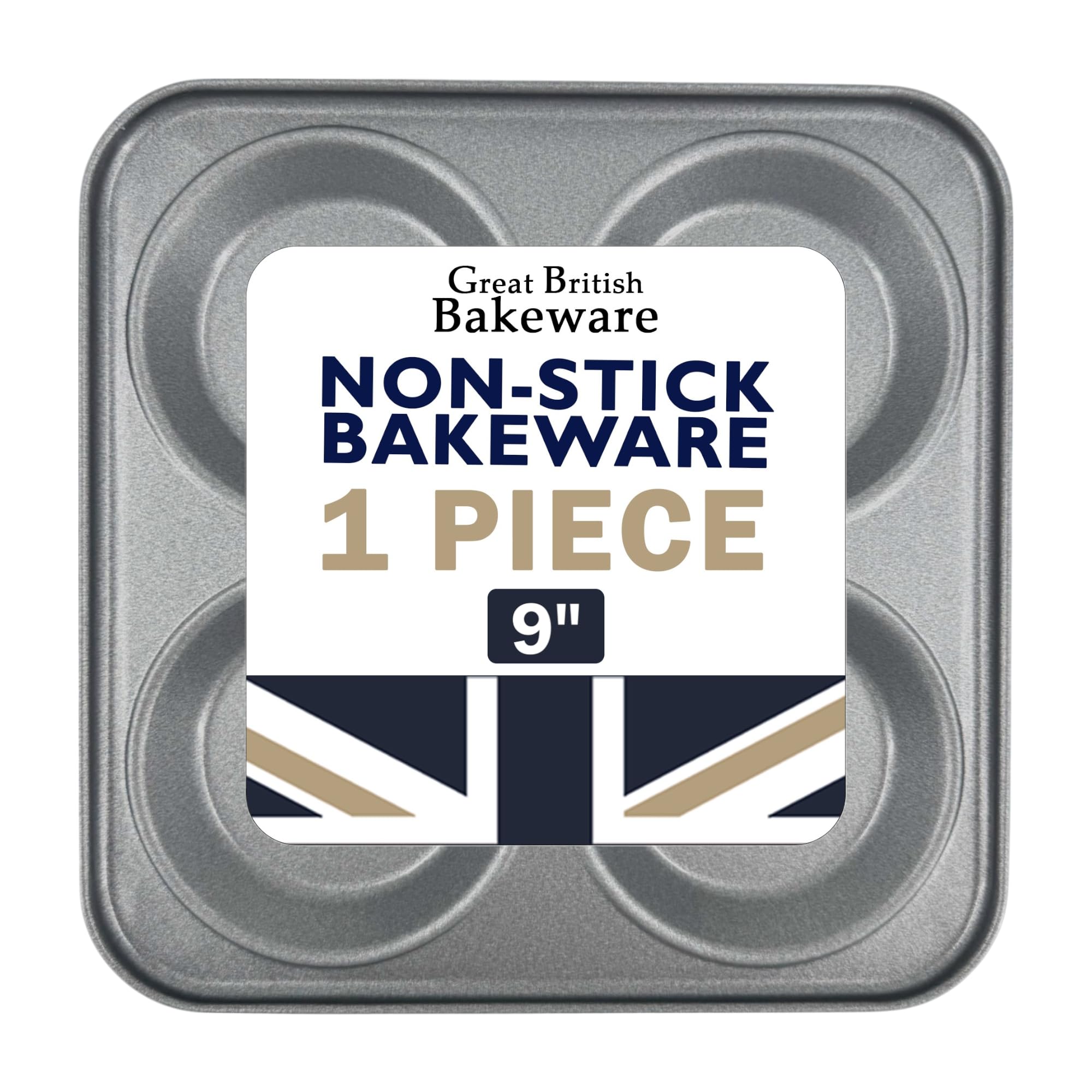 Great British Bakeware Single 23cm Superior Double Coated Non-Stick Giant Yorkshire Pudding Tray 4 Cup, Oven Tray, Yorkshire Pudding Tin, Baking, Oven Safe, PFOA & BPA Free Cookware, Made in England
