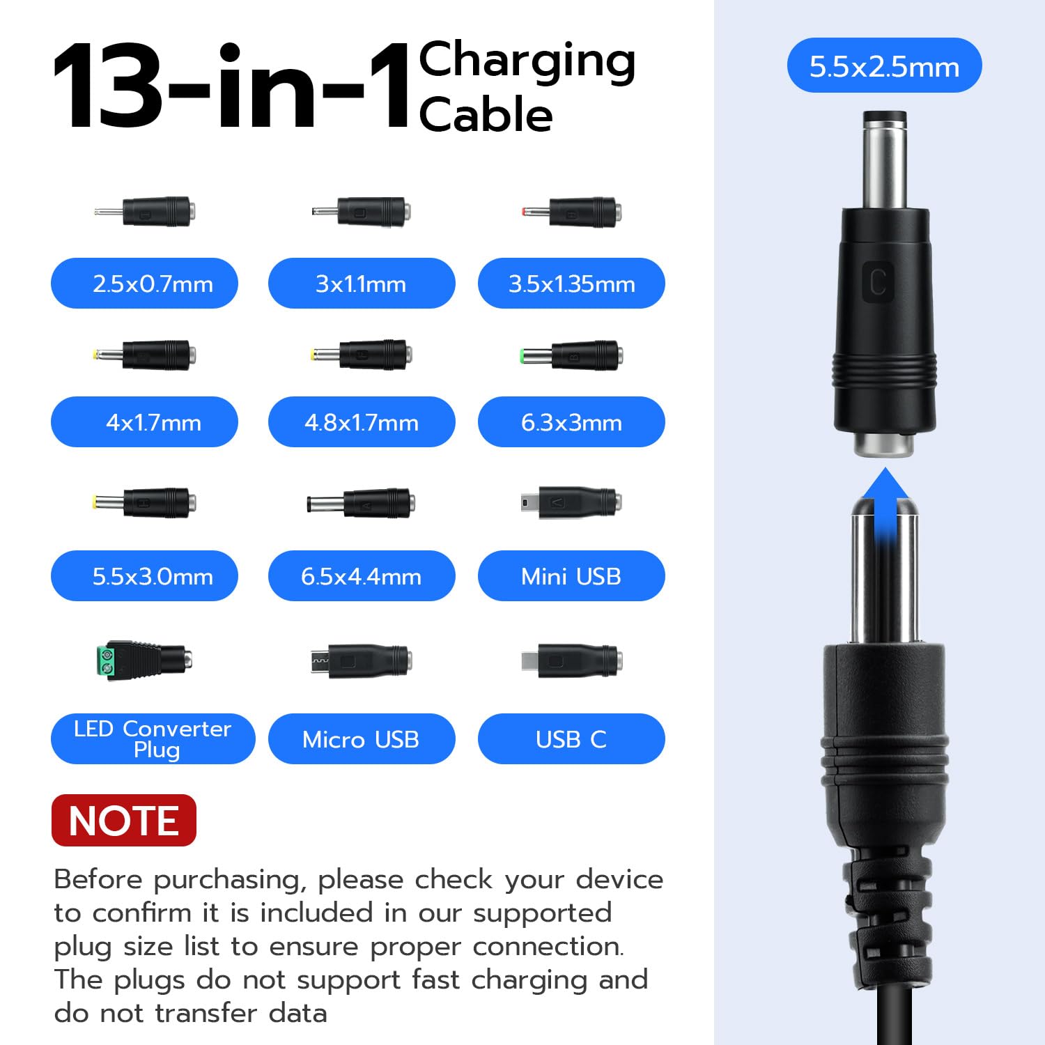Kabel USB na DC, 13 w 1, USB A na wtyczkę drążoną, kabel do ładowania z 13 wtyczkami, kabel zasilający, kabel zasilający, adapter do routera, TV Box