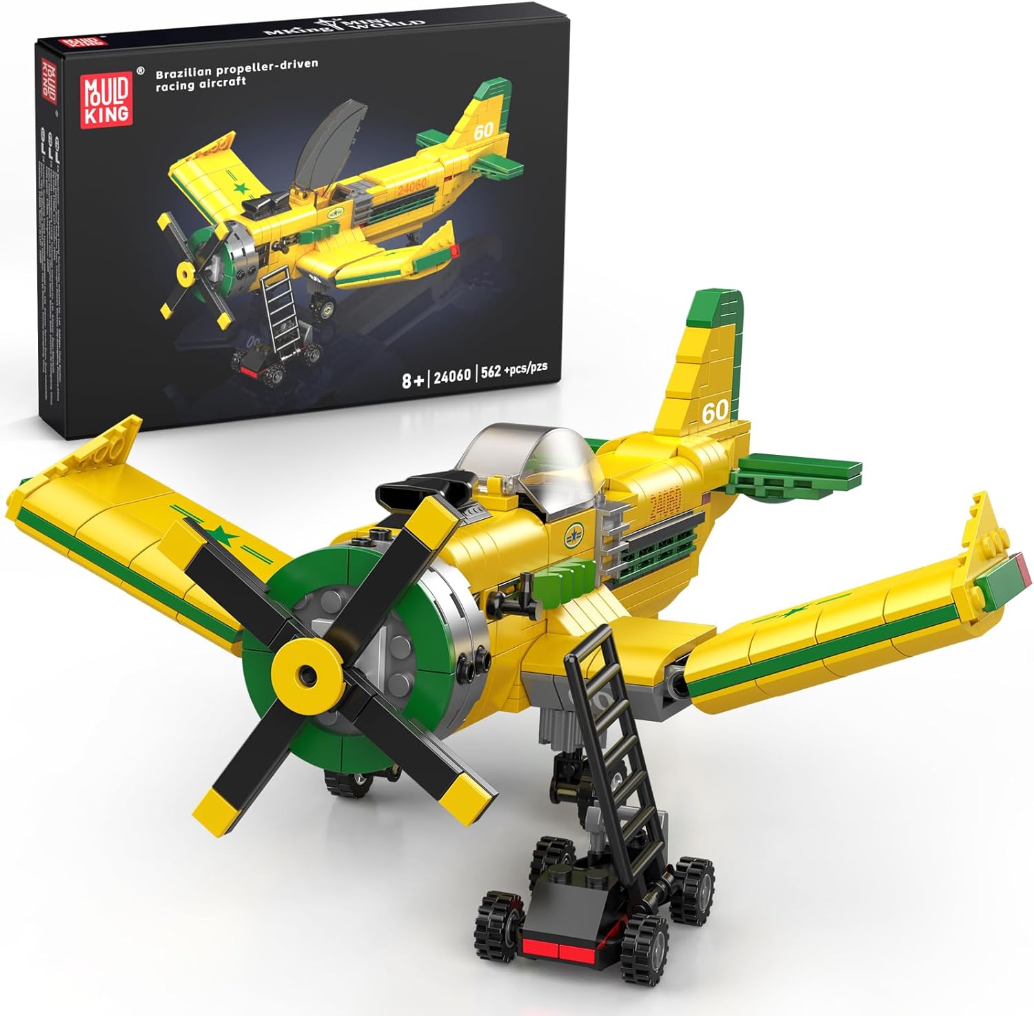 Mould King 24066 Race Plane Model Building Set for Kids, STEM Toy Gift for Boys and Girls Ages 8+, Propeller Airplane Blocks Set for Display Collection(540PCS)