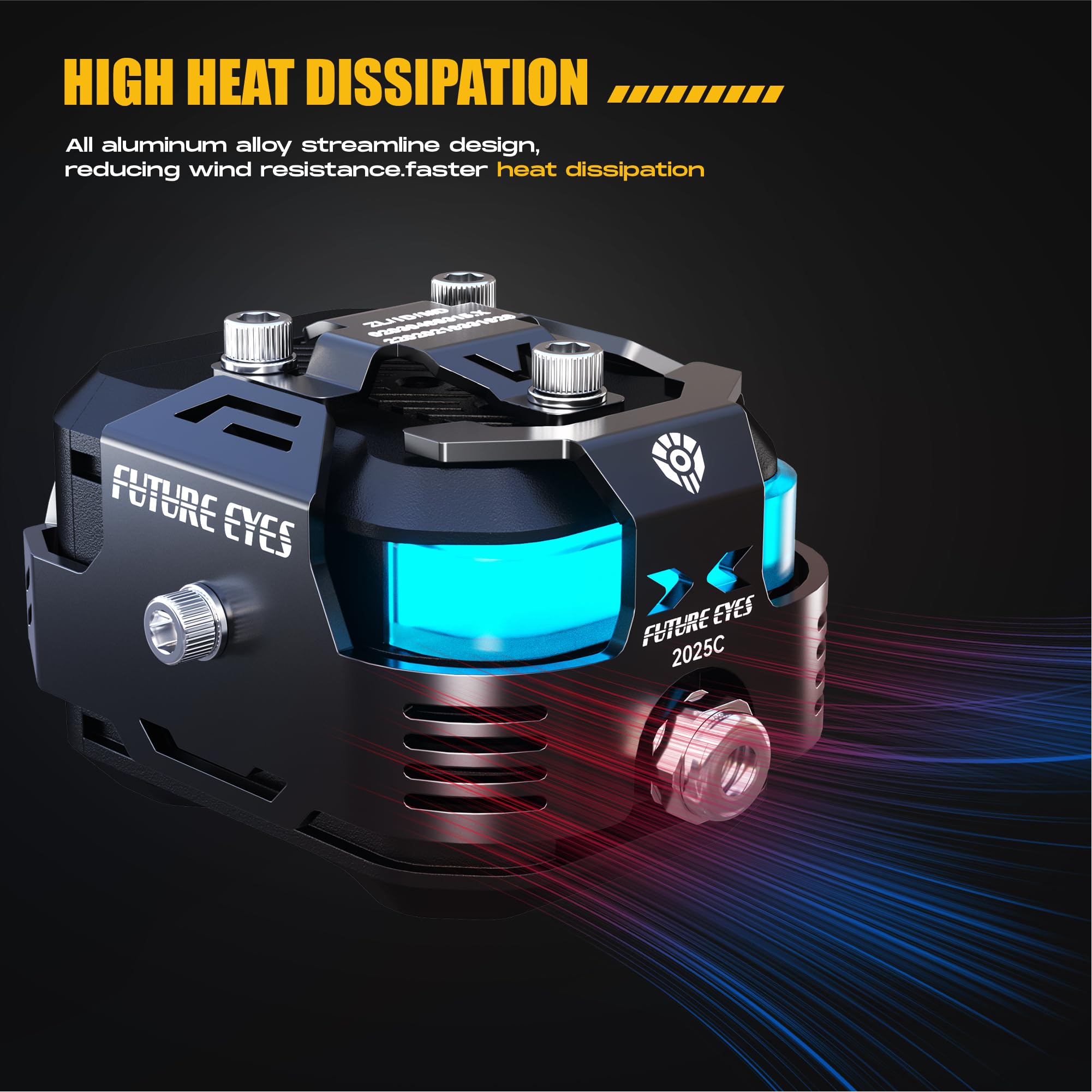 Future Eyes Motorrad Zusatzscheinwerfer LED 60W 6000LM, Weiße Motorrad Nebelscheinwerfer mit Hoch/Niedriglicht, CNC-Aluminium Wasserfeste Tagfahrlicht