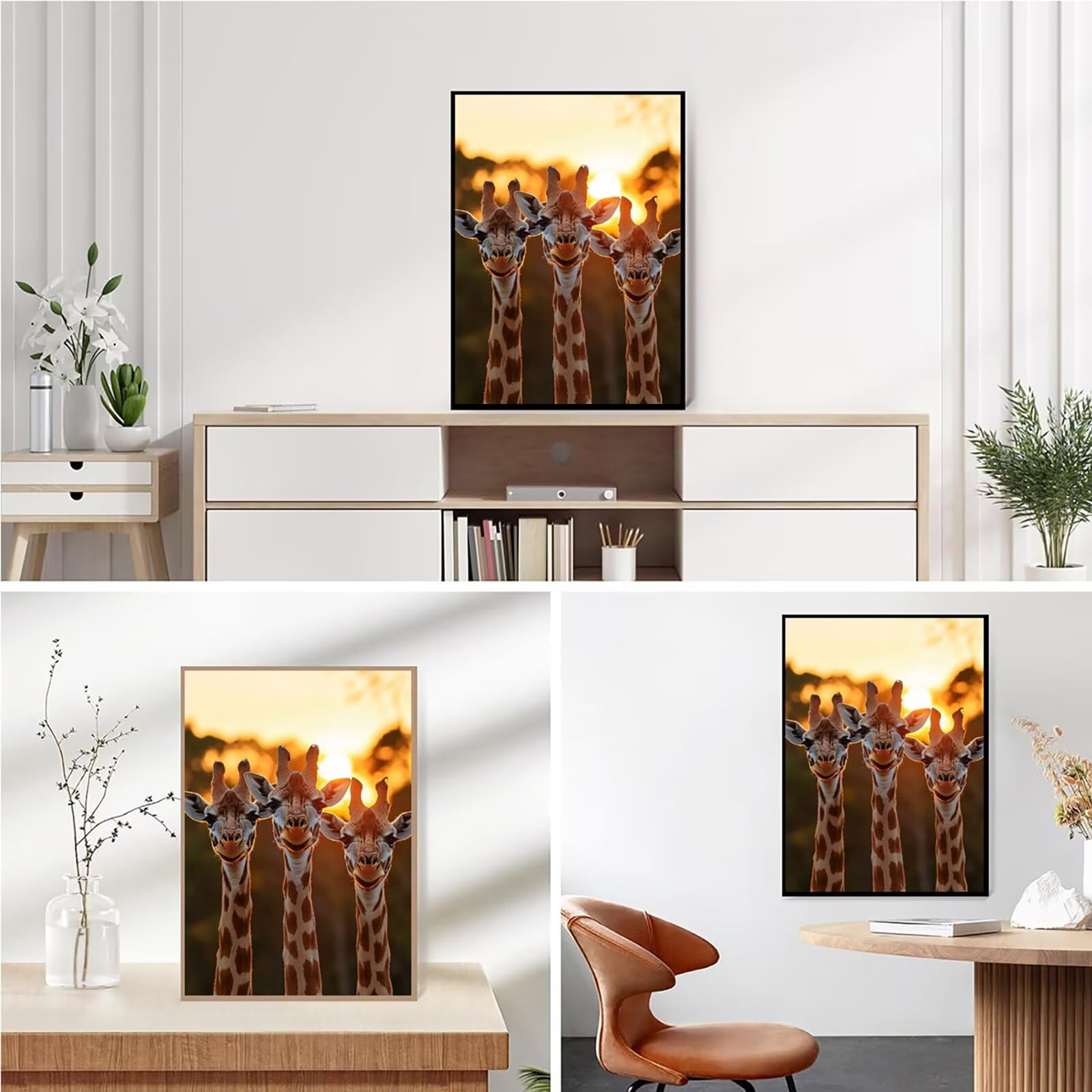 Diamond Painting Kit Completo, Diamond Painting Giraffa, 5D Quadrato Pittura Diamante Kit Manualidades Adultos DIY Diamantini Crystal Art Disegni Ricamo Punto Croce Artigianale,60x90cm Tramonto j0-885