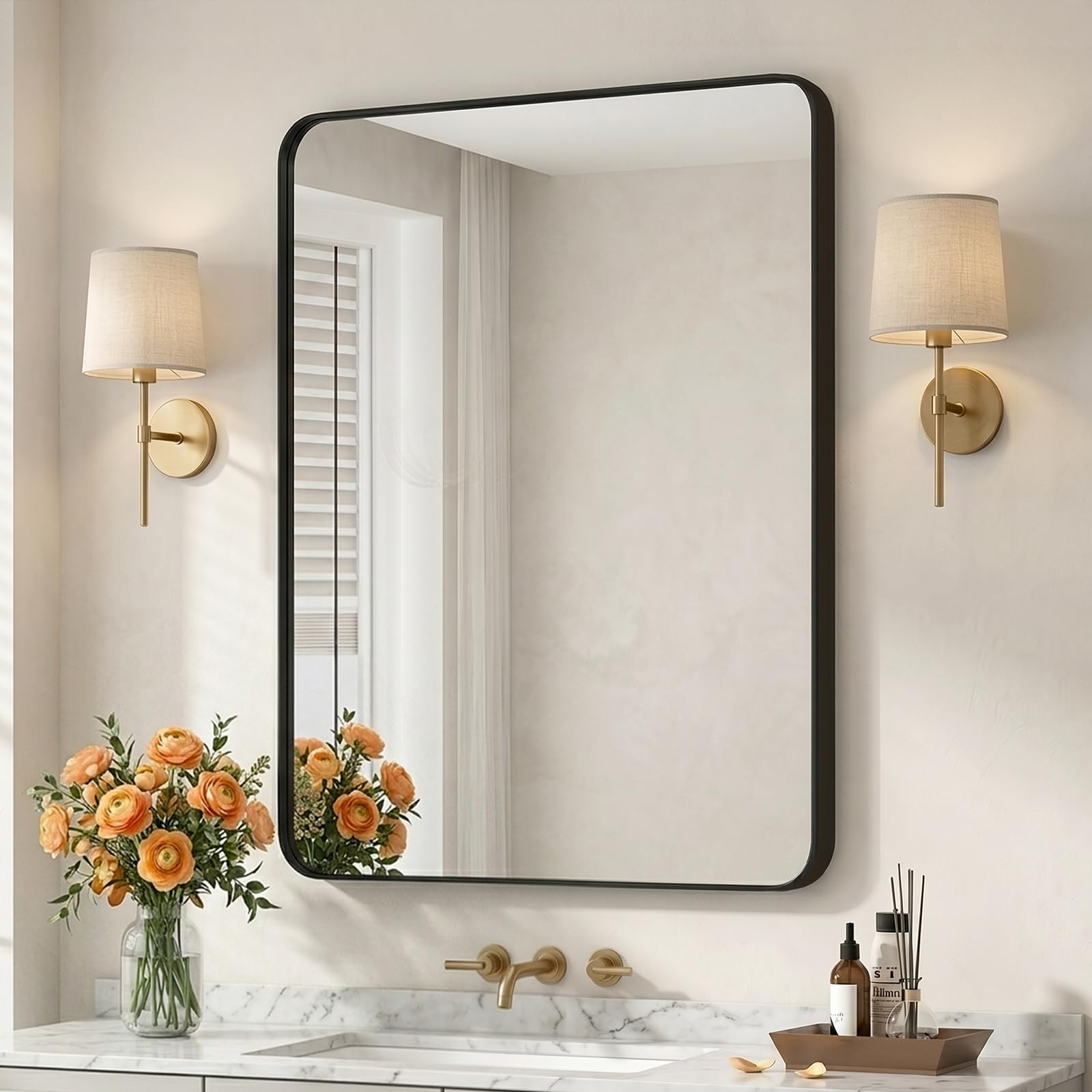 36"x30" Bathroom Vanity Mirror for Wall Aluminum Framed Farmhouse Rectangle