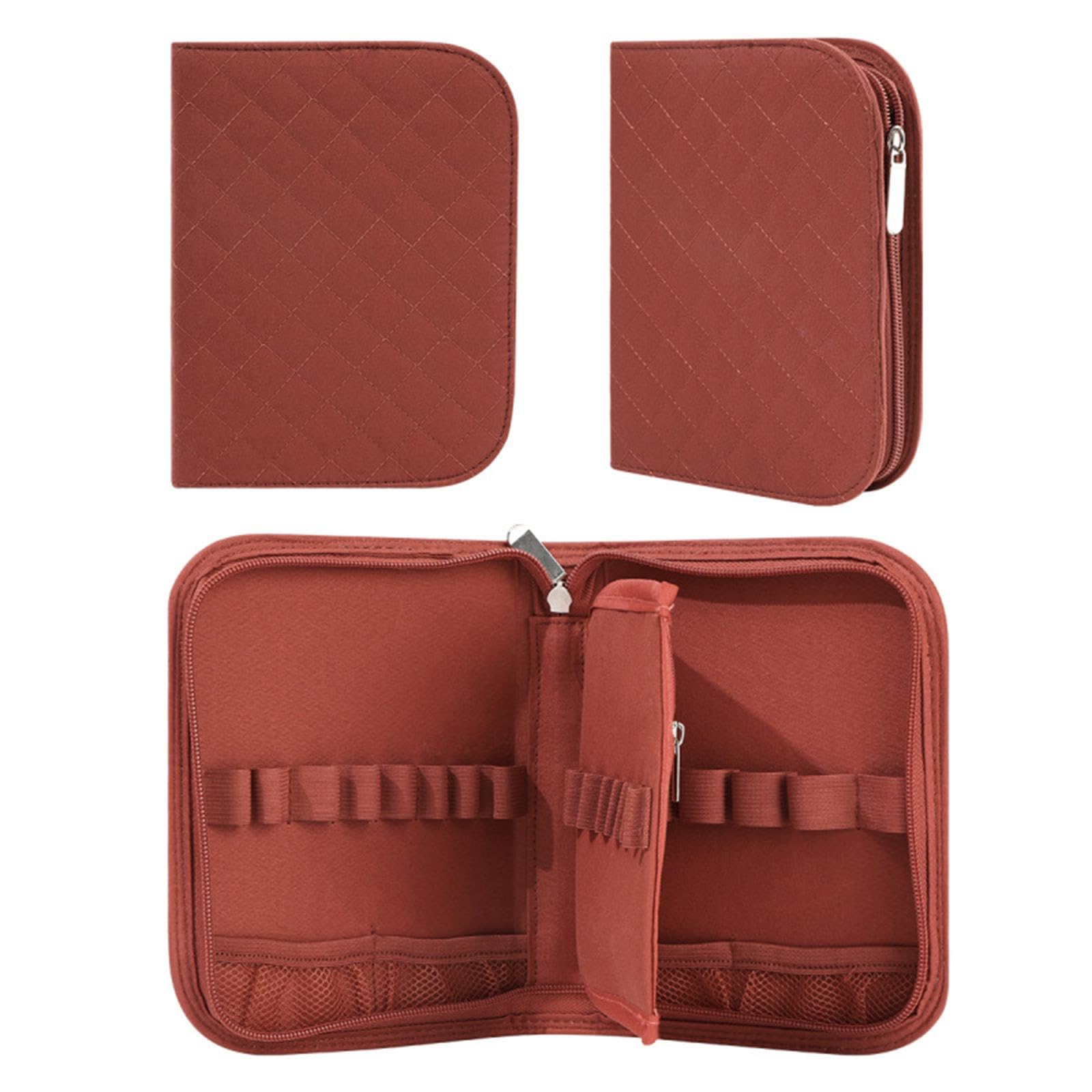 Harilla Estuche para Agujas de Crochet, Bolsa para Herramientas de Tejido, Elegante Estuche para Guardar Accesorios de Crochet para entusiastas, Rojo