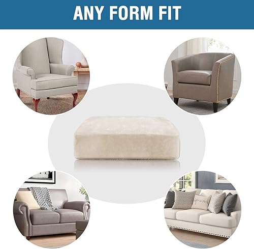 Miniatura 7 de H.VERSAILTEX - Funda de terciopelo elástica y afelpada para protección de cojines de sofá biplaza, silla o sofá, 3 piezas, tamaño XL, color marfil