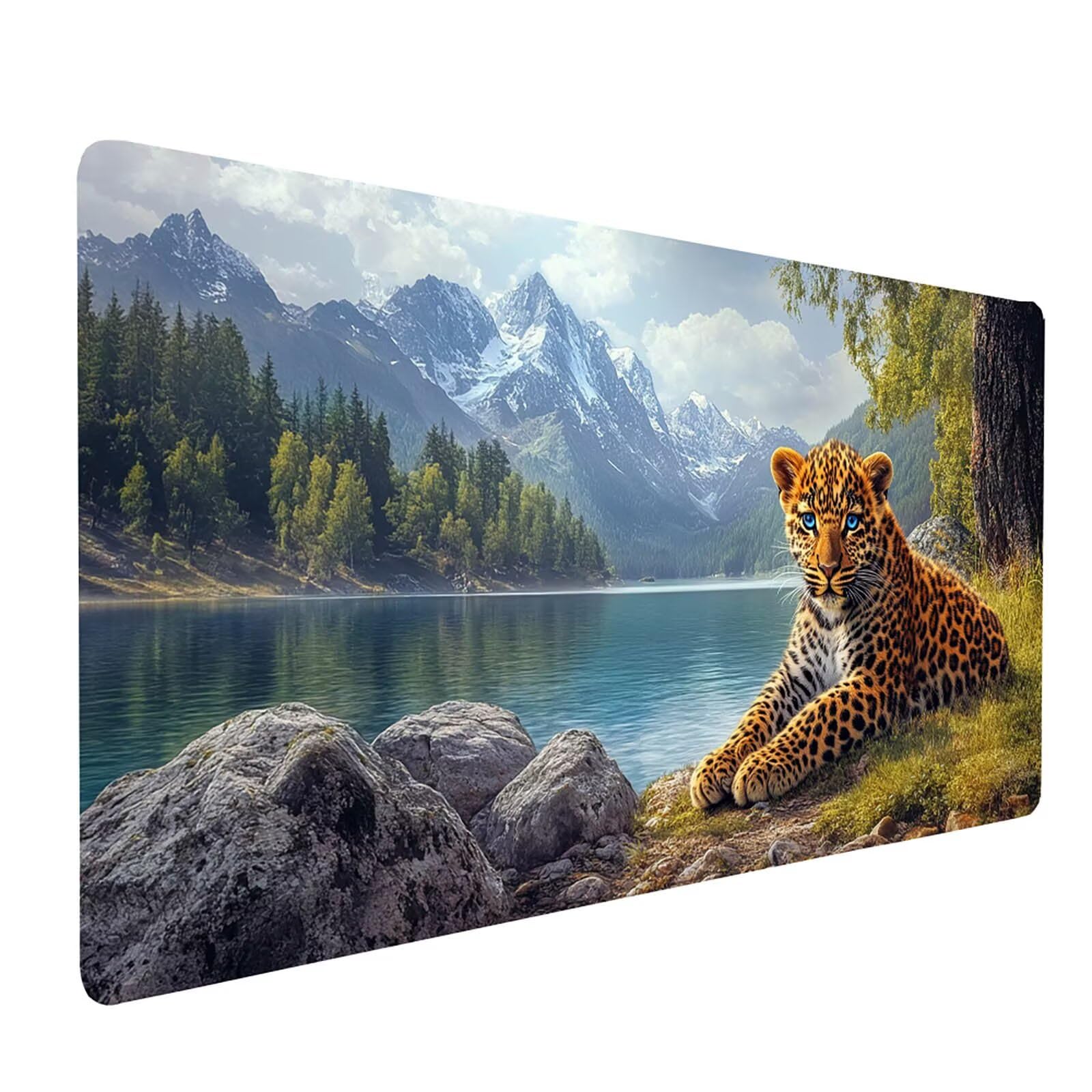 Wodoodporna podkładka pod mysz w panterkę xxl 1000 x 500 x 3 MM podkładka pod mysz zwierzęcą podkładka do gier zszyte krawędzie poprawiają precyzję i szybkość do dekoracji domu biura prezent model3919