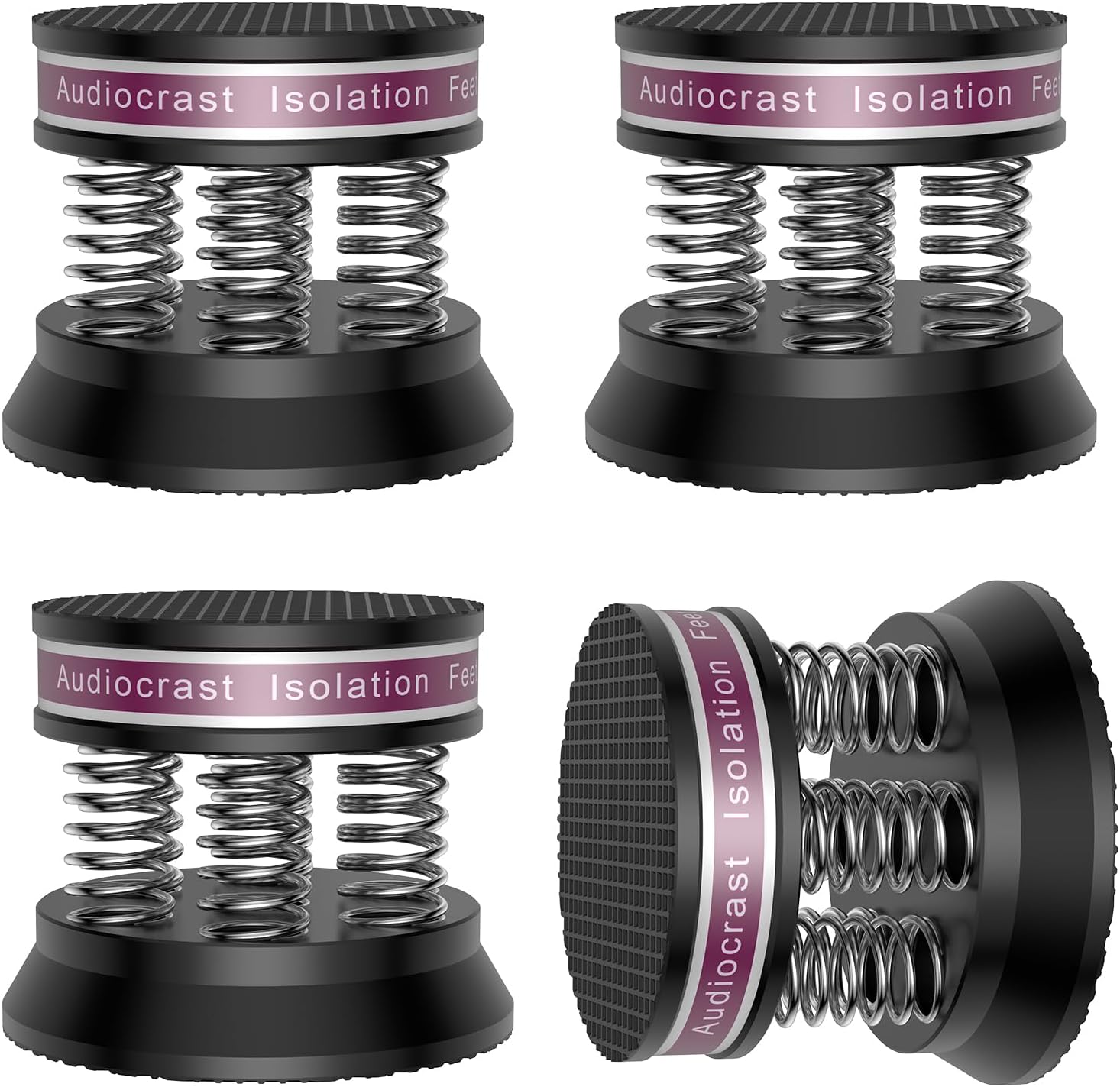 Tertullus 4pcs Spring Speaker Feet Isolation Foot 43mm×38.5mm Stand HiFi Aluminum Shock Absorber Isolation Pads Turntable Dac Feet Pad(Black)