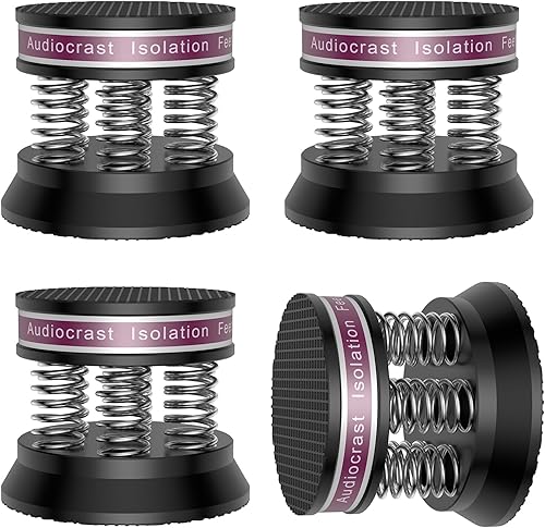 Tertullus 4 piezas de pies de altavoz de resorte Pie de aislamiento 1.693 in × 1.516 in Soporte de alta fidelidad amortiguador de aluminio