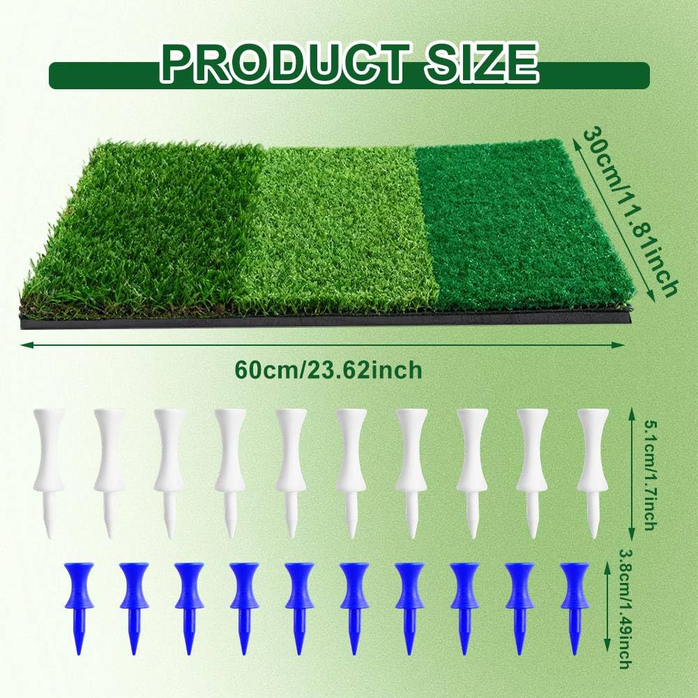 Tappetino da golf 3 in 1, 60 x 30 cm, con Lie strette, Rough e Fairway, per interni ed esterni, tappetino portatile da golf per guida, scheggiatura e allenamento