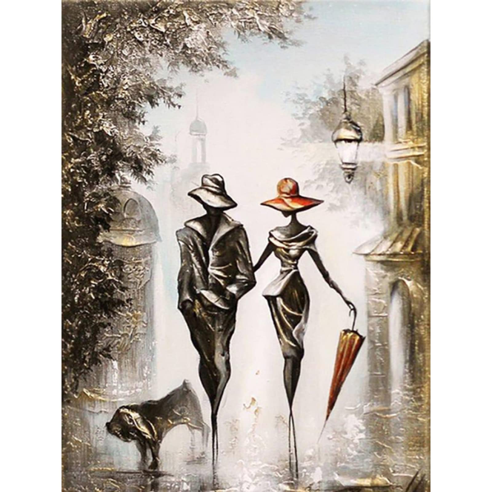Diamond Painting 30x40cm "Amanti Romantici" - Kit Completo Con Tela, Diamanti Rotondi E Strumenti. Fai Da Te Creativo E Rilassante.