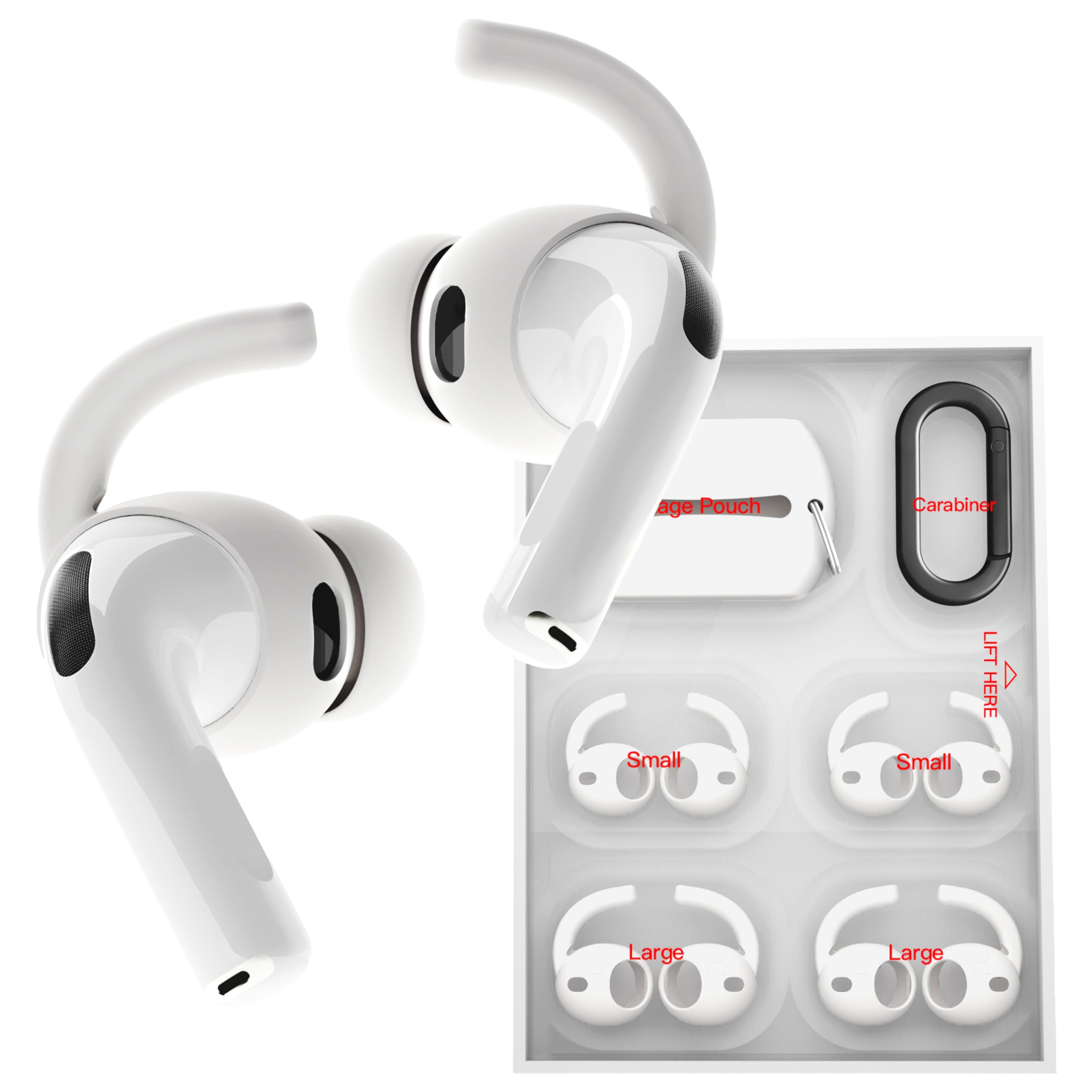 DamonLight Pairs Ear Hooks for AirPods Pro [Added Storage Pouch] Anti  Slip Sport Ear Tips Accessories Compatible with AirPods Pro 3rd Generation