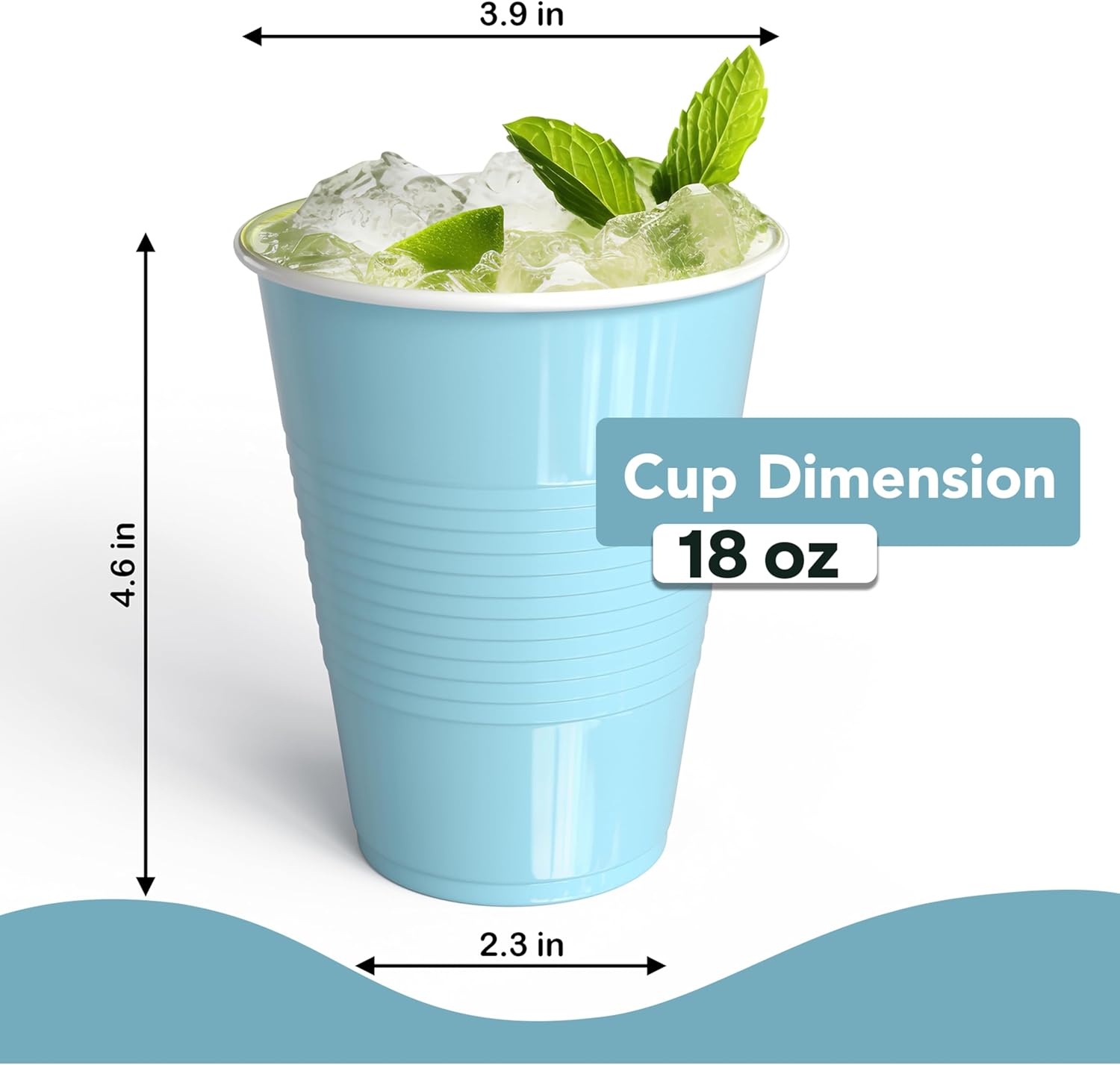18 Oz Light Blue Plastic Cups For Party Supplies 600 Pack | Light Blue Large Plastic Cups Bulk | Disposable Drinkware For Parties, Events & Everyday - Image 3