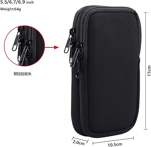 Miniatura 6 de Funda universal de neopreno de doble capa para teléfono celular, funda con cierre para cinturón para iPhone 16 Plus 16 Pro Max 15 Pro Max 14 Pro Max
