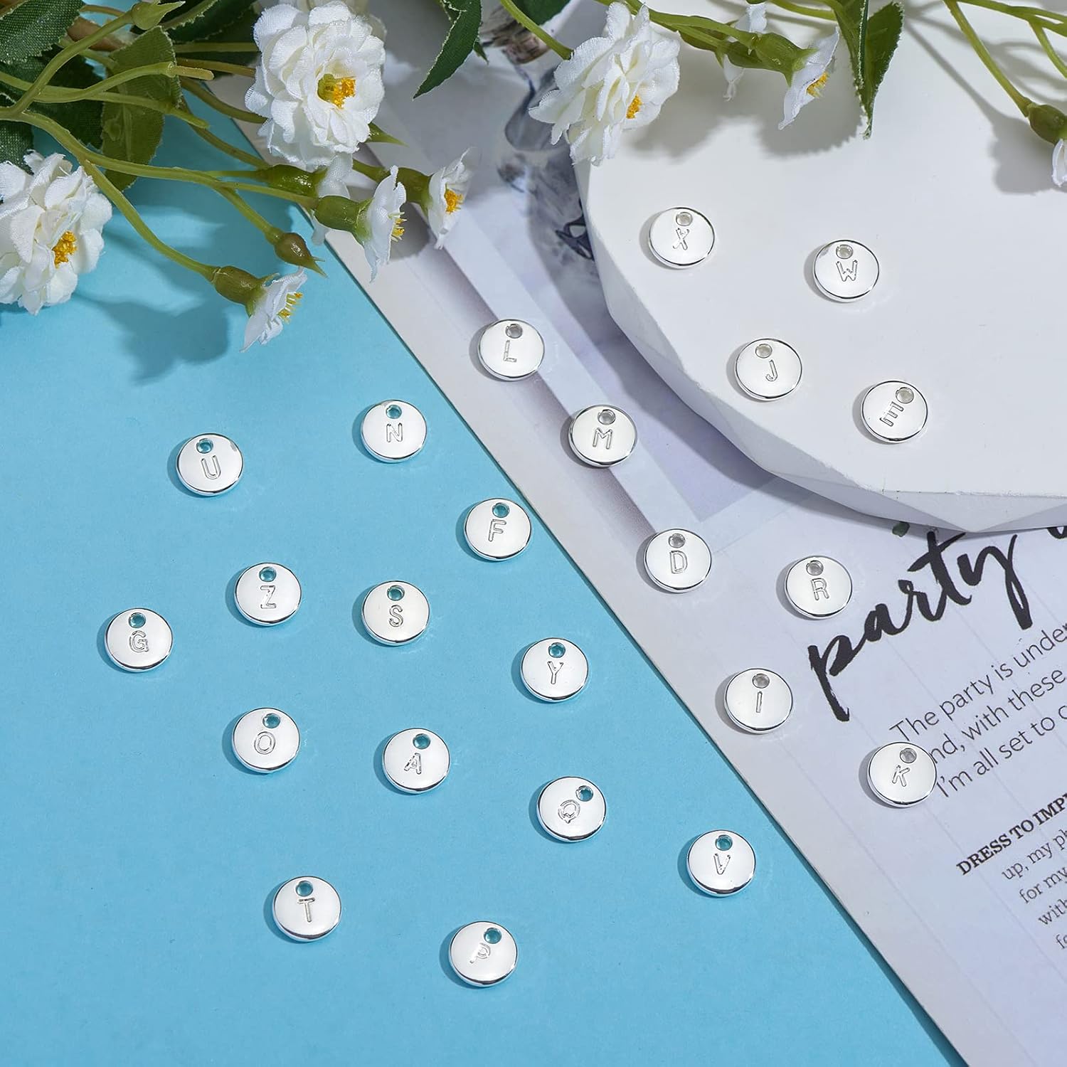 26 Pieces Double Sided Alphabet Charms Letter A-Z Charms Pendants Alloy Letter Pendant Silver for Jewelry Necklace Bracelet Earring Making Crafts - Image 4