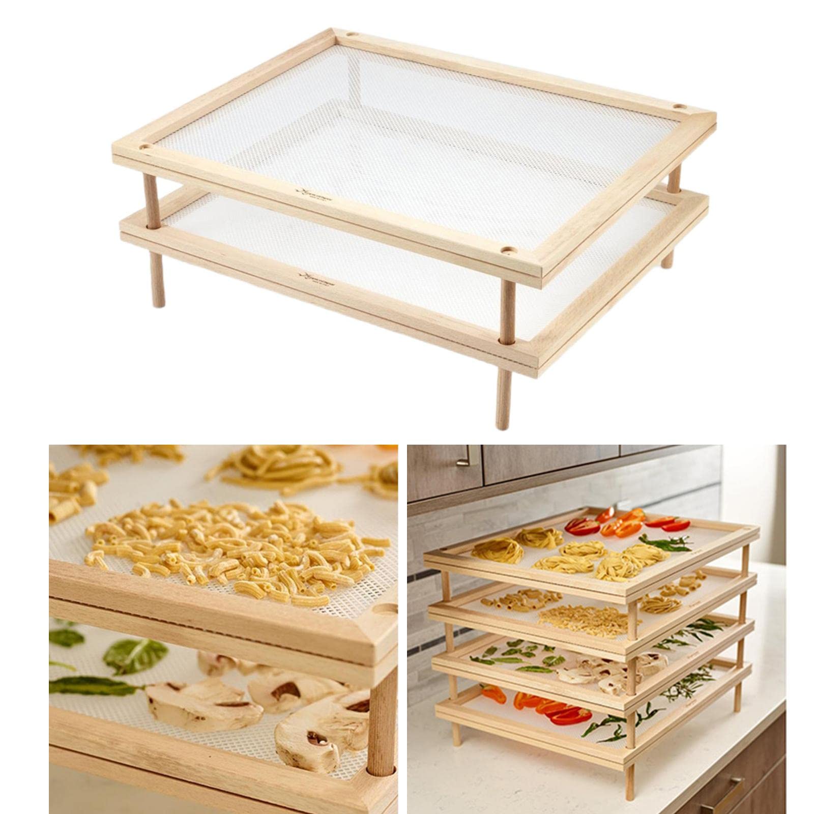 Stapelbarer Spaghetti Aus Holz, 2 Lagig, für Gemüse, Fisch Und Mehr