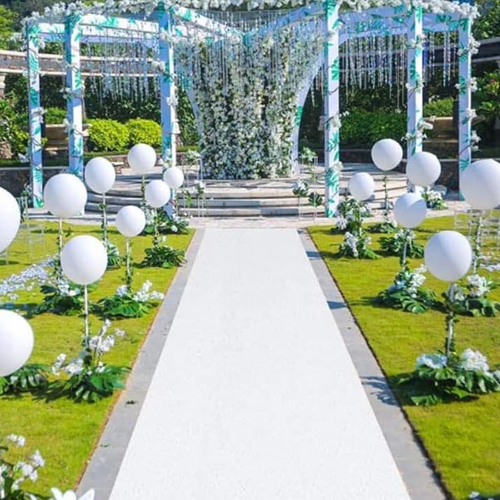 Hochzeitsgang-Teppich, weiße Laufsteg-Teppiche, 10 m, 20 m, Event-Läufer-Teppich, rutschfeste Braut-Gehweg-Teppiche für Innen- und Außendekoration, 2 mm dickes Polyester, verschleißfest ( Size : 1x20m