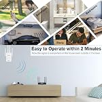 AC1200 WiFi Extender, Dual Band 2.4GHz&5GHz Internet Booster up to 1200Mbps, Covers up to 3,500 Sq.ft and 45 Devices, Ethernet Ports,Quick Setup, Home Wireless Signal Repeater