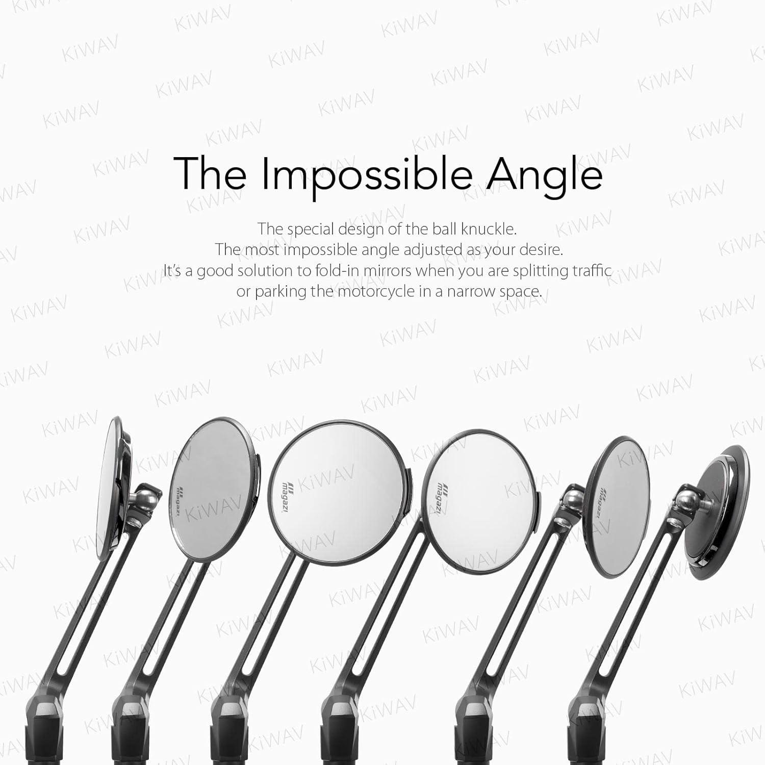 KiWAV Aura Rear View Side Mirrors Black Round Minimal Series Universal Fit Ebikes Bicycles E-scooters with 22mm 7/8 Inch Handlebar Sold as a Pair