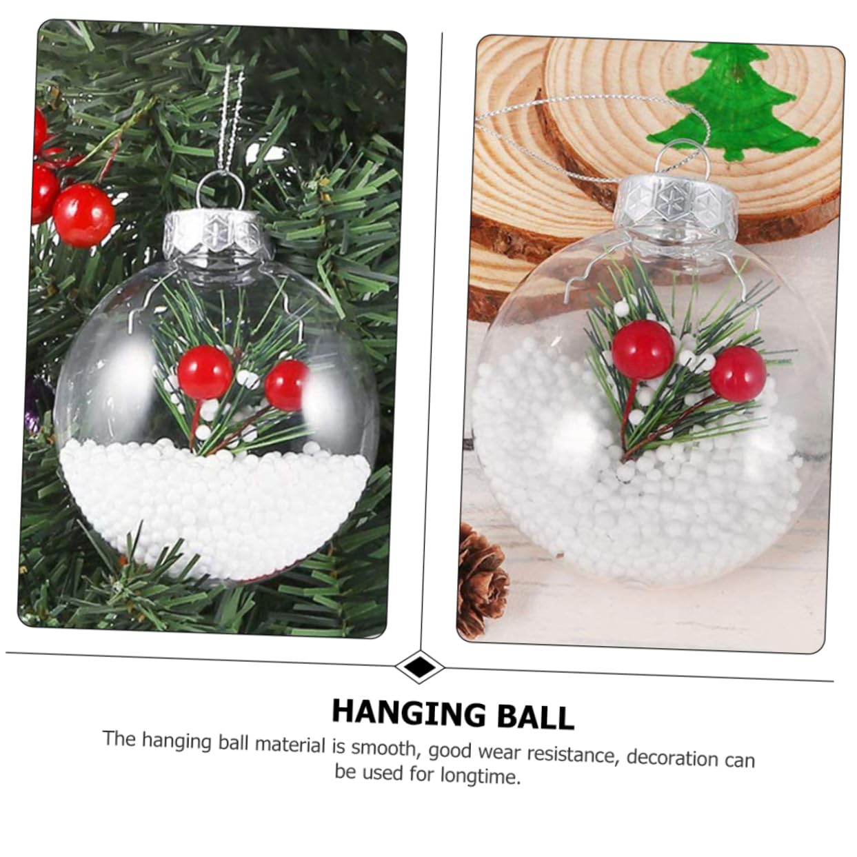 12 Palline Di Natale Trasparenti Vuote Riempibili: A Goccia, Stella, Albero E Campana, Con Cordini E Adesivi Inclusi