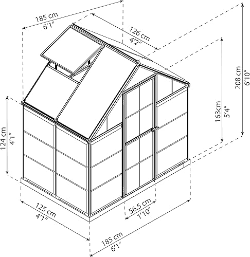 Miniatura 7 de Palram HG5504 - Invernadero híbrido, 6 x 4 x 7 pies, color plateado.