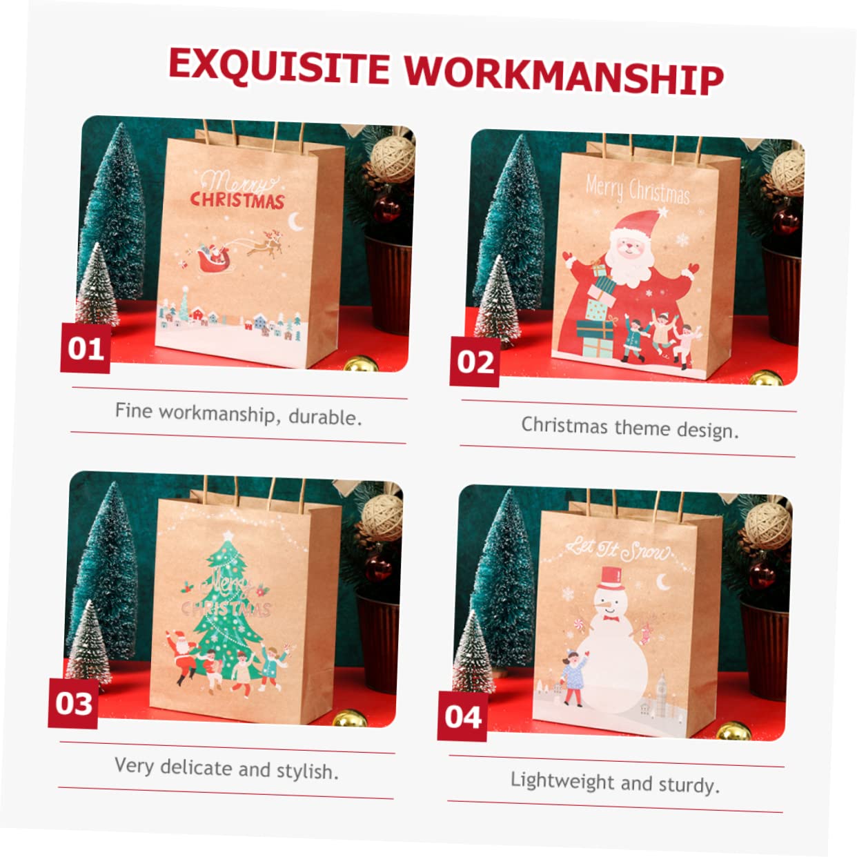 SOLUSTRE 25pezzi Borse Regalo Di Natale in Carta Buste Per Dolcetti e Bomboniere Per Feste Natalizie Caramelle Cioccolatini e Piccoli Regali
