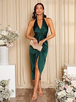 Amazon.co.jp: レディースドレス ソリッド ドレープ バックレス