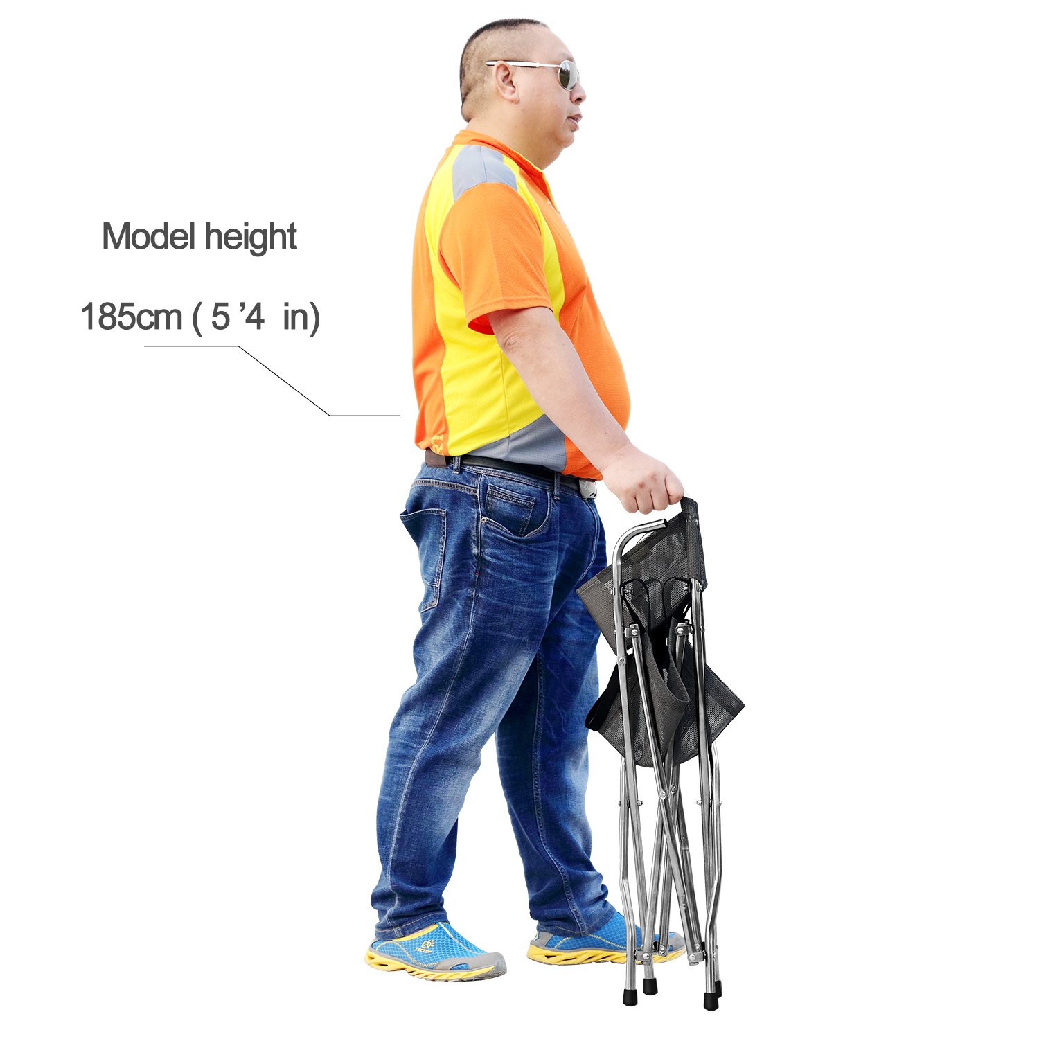 Frehsore Składana laska do chodzenia, dla kobiet/mężczyzn, 136 kg, wytrzymała, ławka, kemping, stołek podróżny, 2 uchwyty z 4 nogami (wersja plus).