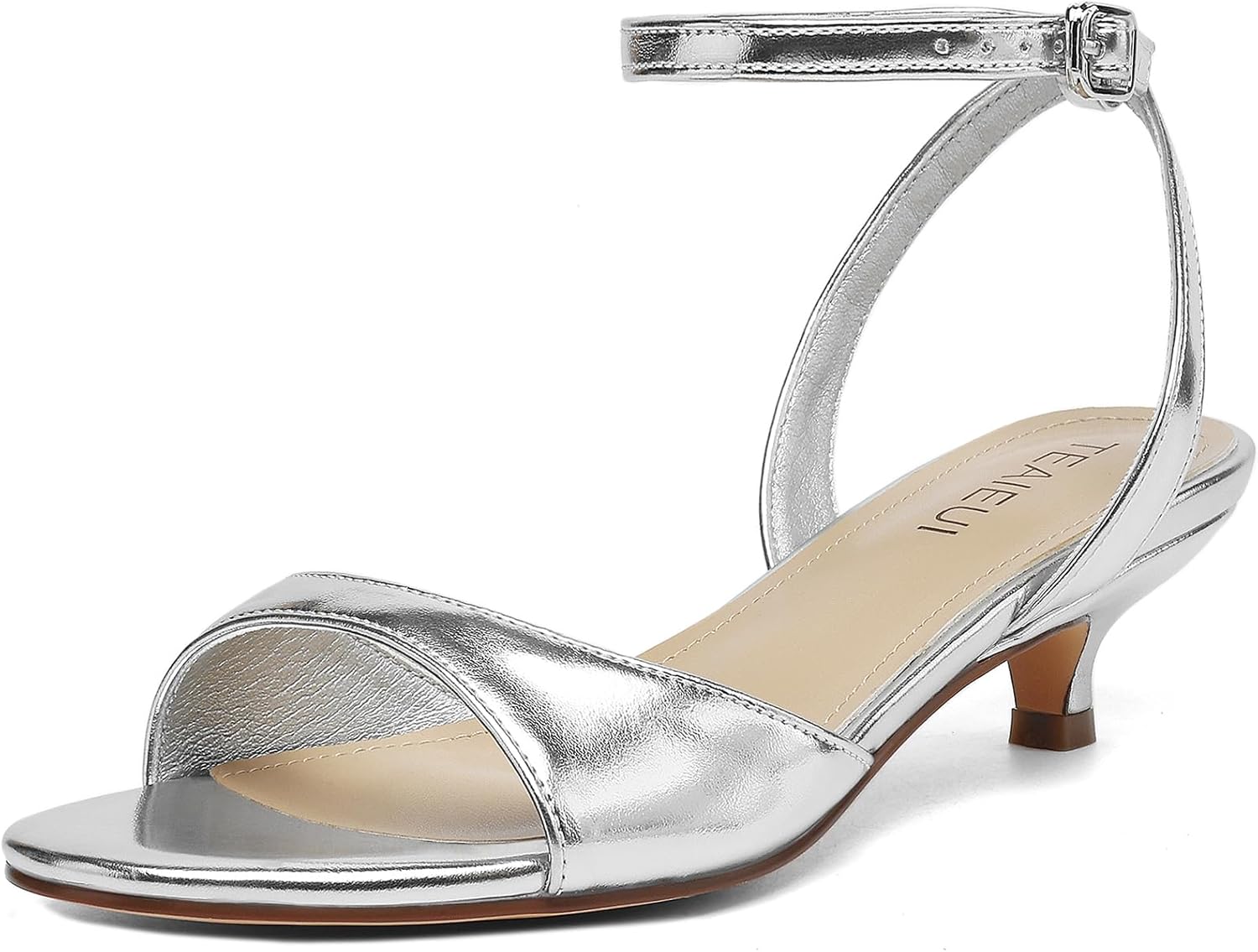 Women's Sandals Kitten Heels Low Strappy Heels Open Toe Ankle Strap Sandals for Women Party Wedding Dress Shoes