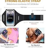 Vista 6 de Brazalete para correr con bolsa para auriculares, brazalete para teléfono celular para iPhone 17 16 15 Pro 14 Plus 13 11 XR, Galaxy S24/S10