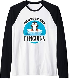 Penguin Awareness Day Protect the Penguins Antarctica Raglan Baseball Tee