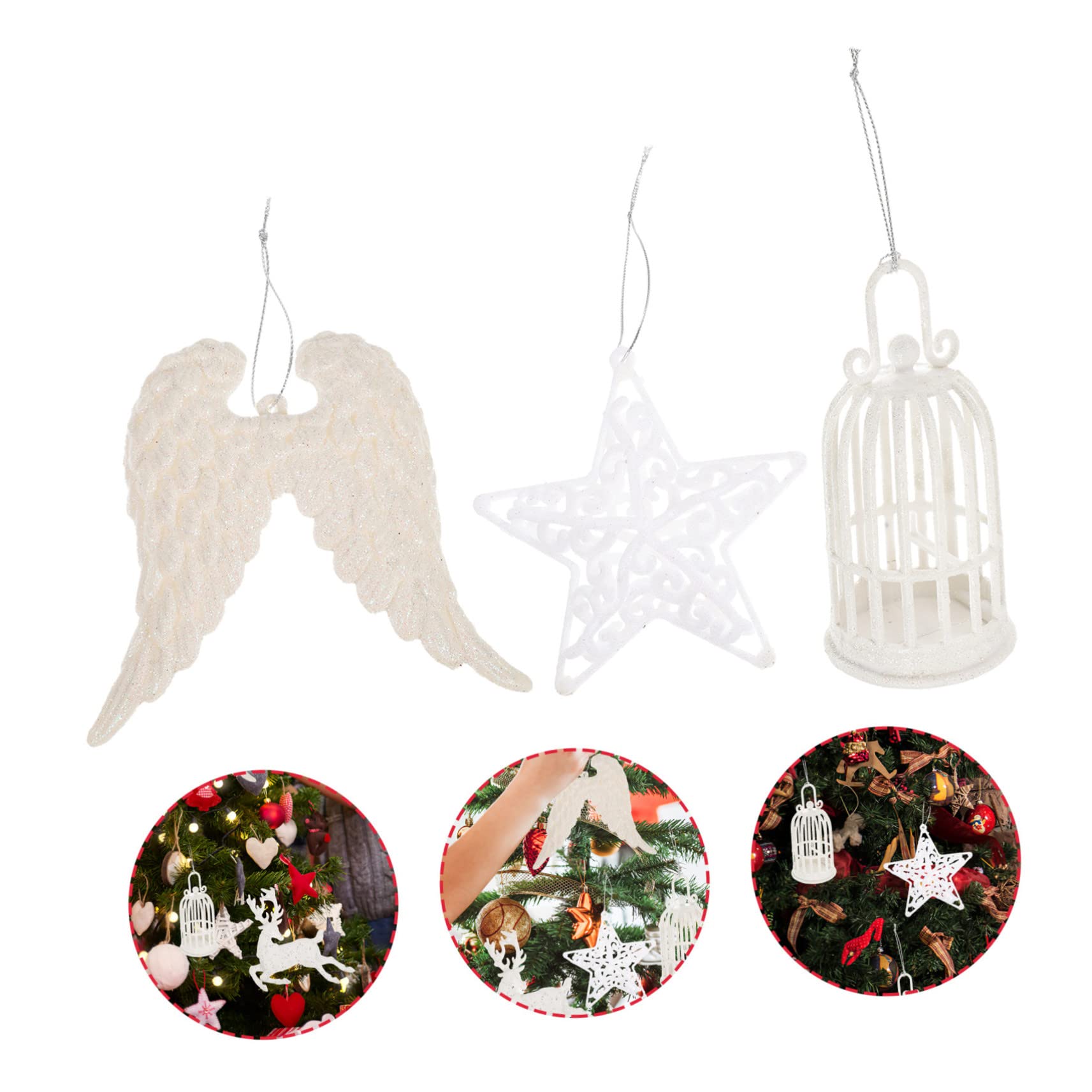 ULTECHNOVO 3 Set Ornamenti Per L'albero Di Natale Decorazioni Sospese in Decorazione Dell'ornamento Animale Ornamenti Di Animali Schiuma Bianca 4 Pezzi * 3