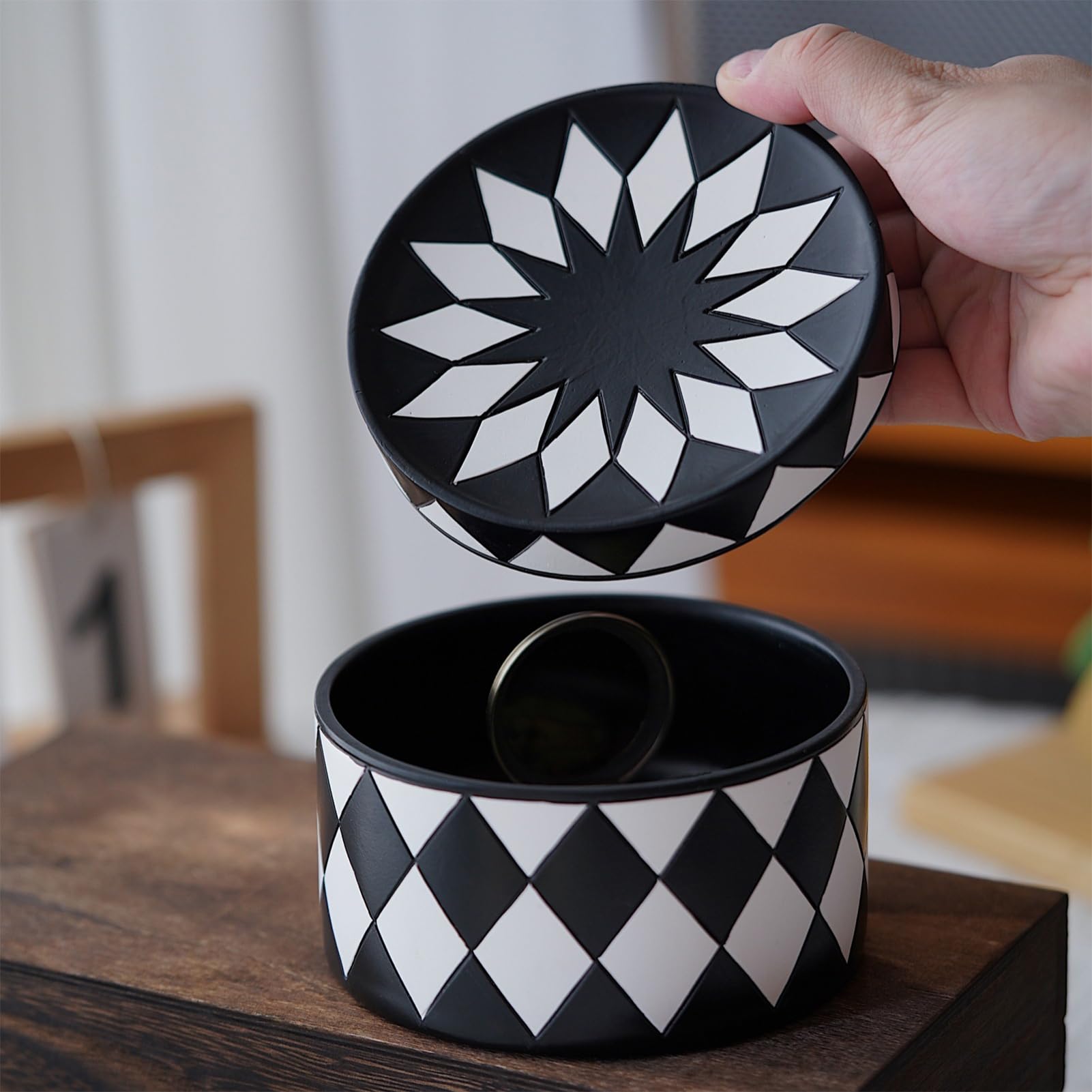 Decorativa Para Joyas Porta Alhajas A Cuadros Negro Y Blanco