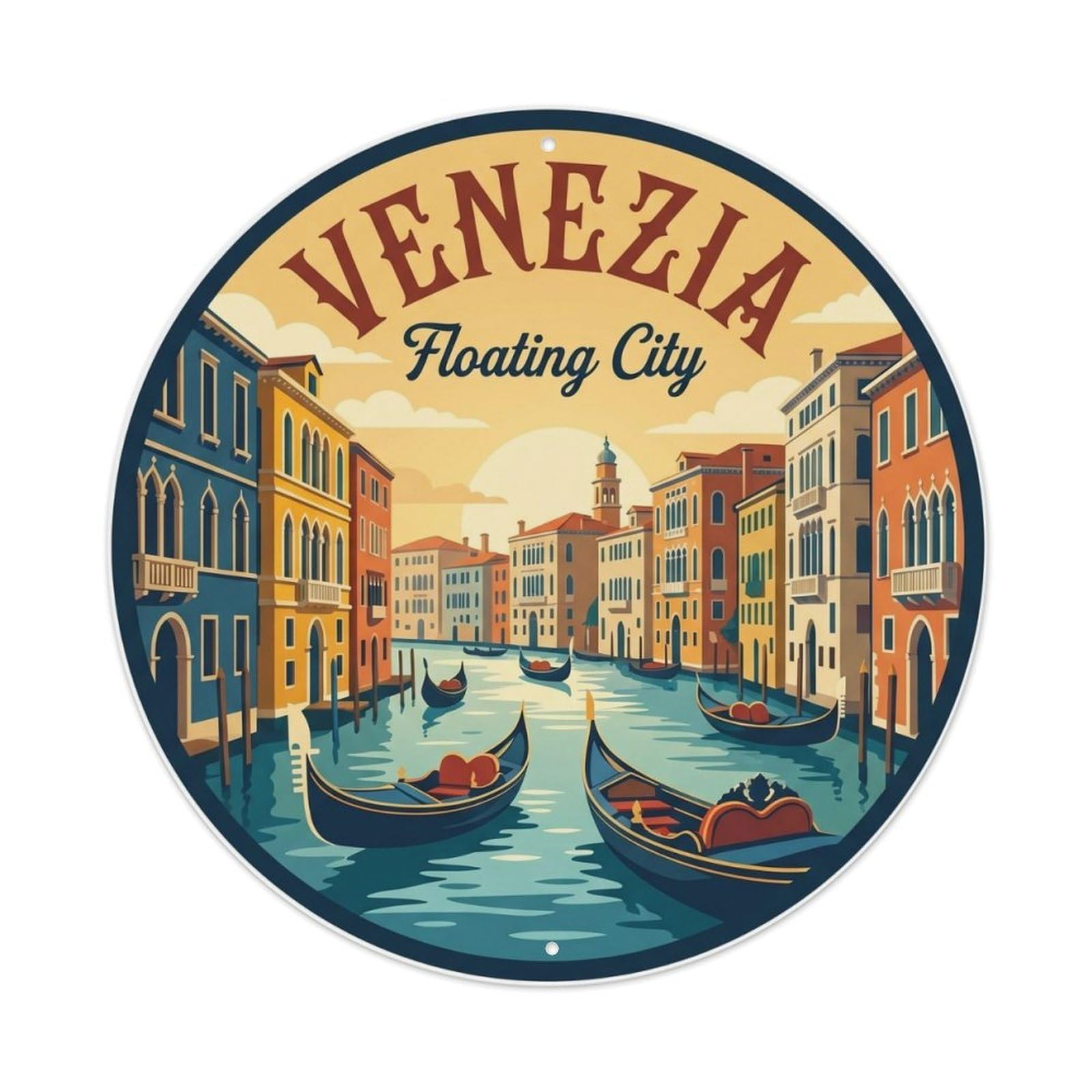 Fqnyr Style Vintage Travel Venice Gondola Waterway Metal Tin Sign