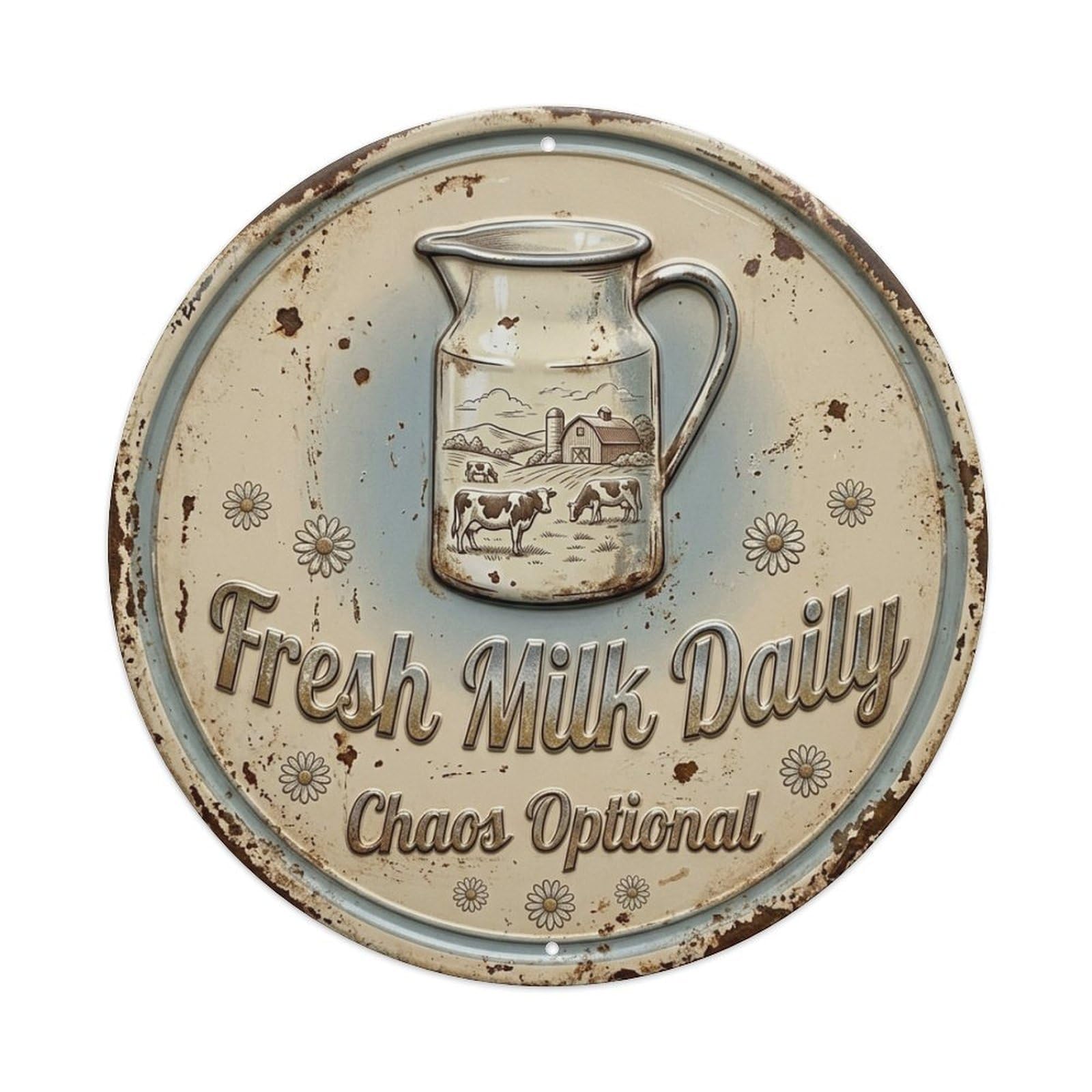 Pitcher Milk Country Livingroom Vintage Metal Tin Sign Plaque Wall Decor for Cafe, Club Bar, Office, Garden Metal Poster 8x8Inch