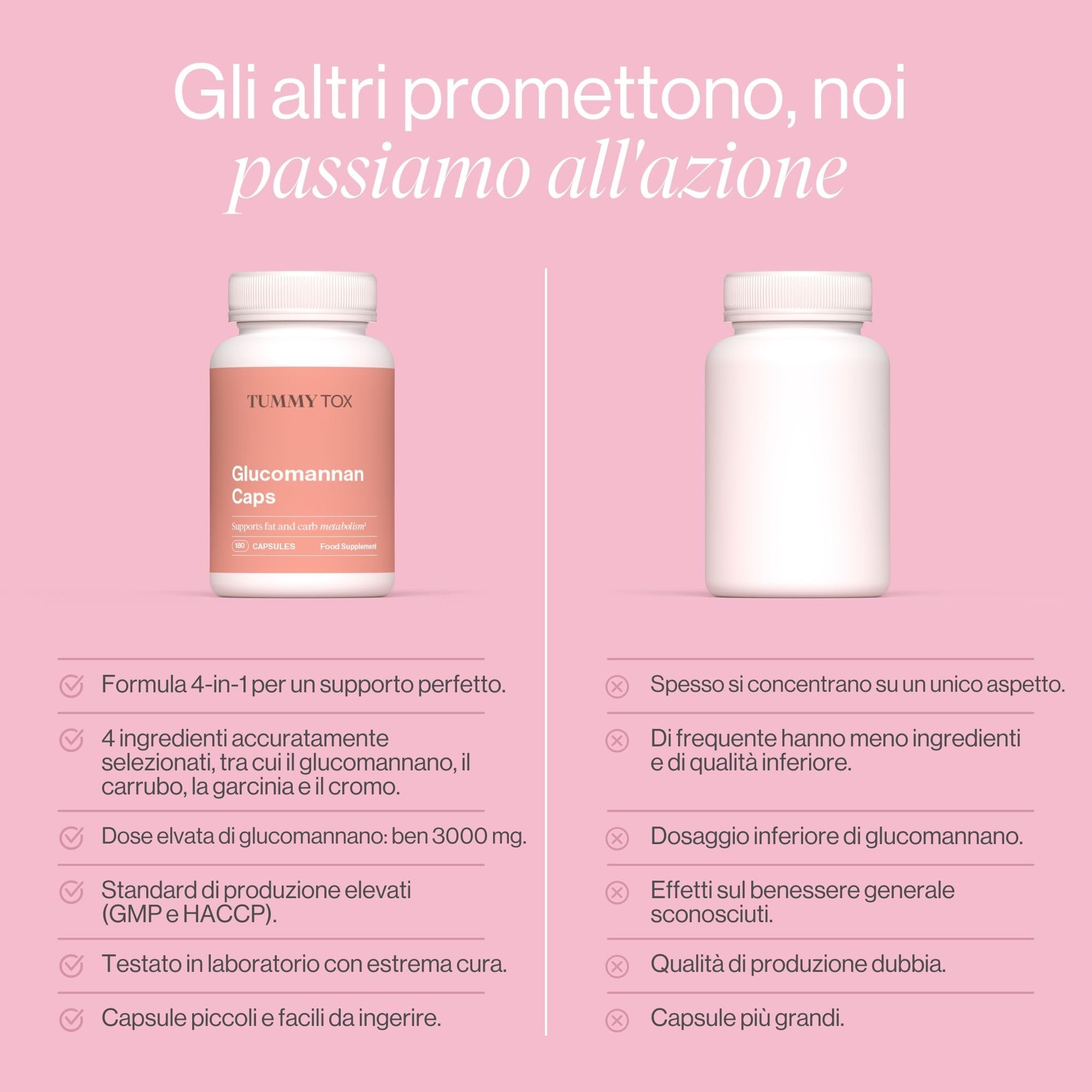 Glucomannano Konjac 3000 mg, Capsule ad Alto Dosaggio con Cromo, Garcinia Cambogia ed estratto dell'albero di Carrubo, Vegano, 180 Capsule, Tummy Tox