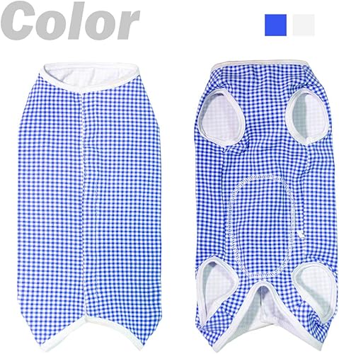 Vista 49 de Traje de recuperación para perros, camisa poscirugía para cachorros, ropa protectora de heridas para animales (rayas blancas y rosadas, XL)