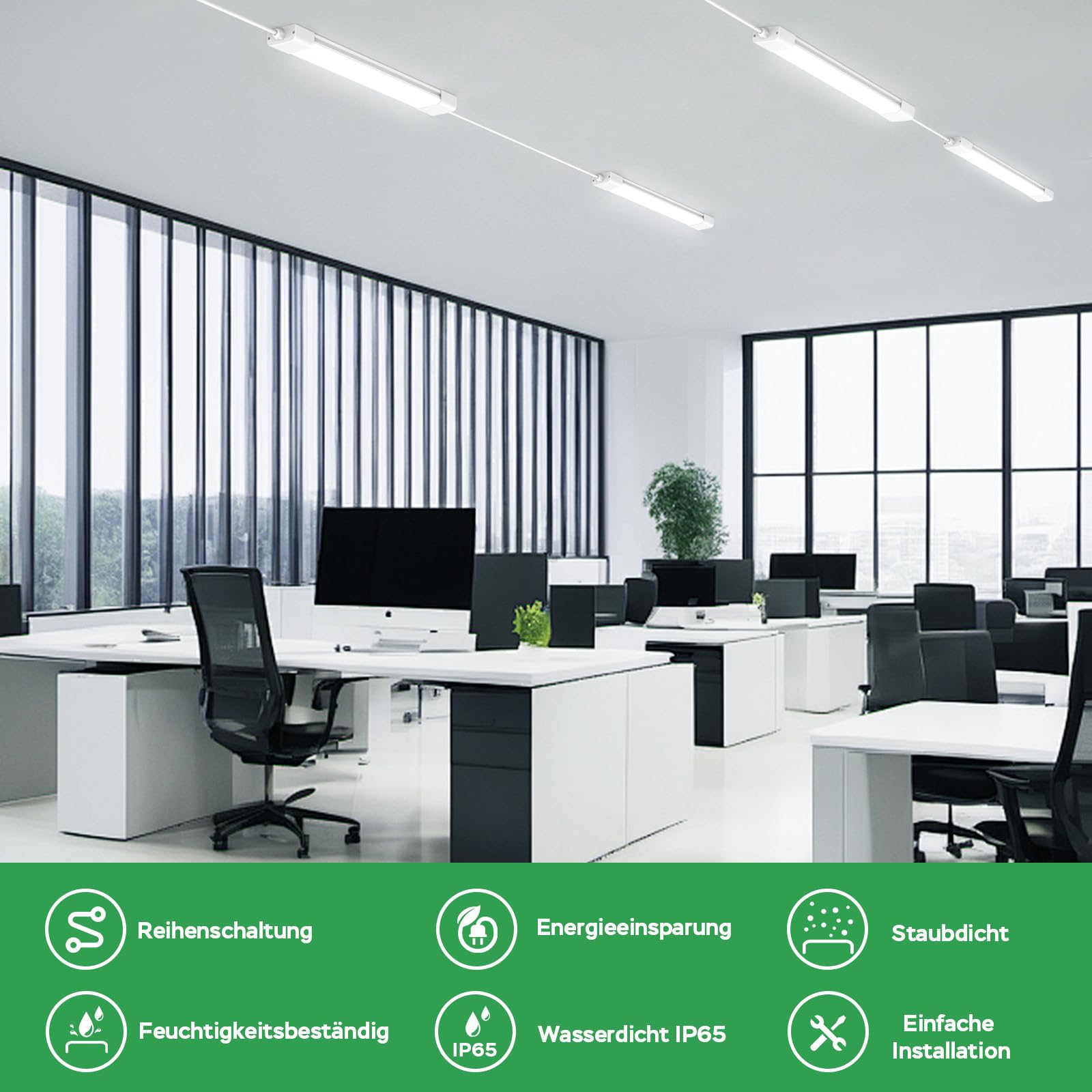 Modlicht Feuchtraumleuchte Led 60cm, 18W 1980LM werkstattlampe 4000K Neutralweiß, LED Deckenleuchte IP65 Wasserfest Wannenleuchte, kellerlampe für Büro Keller Garage Lager