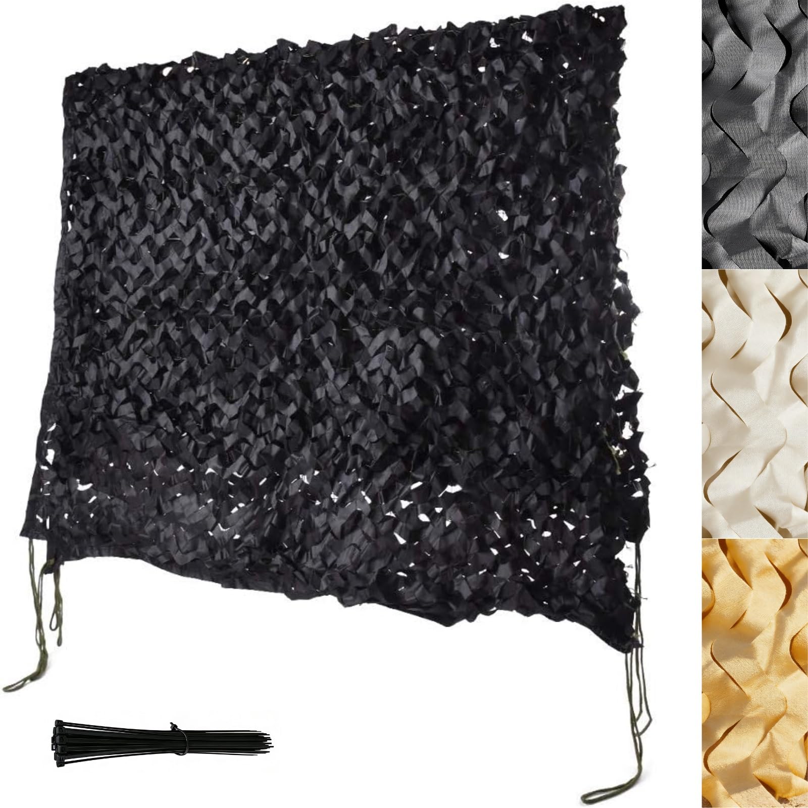 Red de Camuflaje Reforzada con Malla de Nylon, Toldo Camuflaje Sombra Exterior de Tela Oxford para Jardín, Terraza, Caza, Camping y Decoración, Color Negro/Beige/Arena | Negro,3x6m