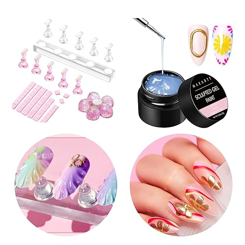 Makartt Soporte de uñas para uñas a presiĂłn, práctica de pintura artĂstica, soporte magnĂ©tico de uñas falsas, paquete de gel de pintura 3D, gel de Makartt Soporte de uñas para uñas a presiĂłn, práctica de pintura artĂstica, soporte magnĂ©tico de uñas falsas, paquete de gel de pintura 3D, gel de