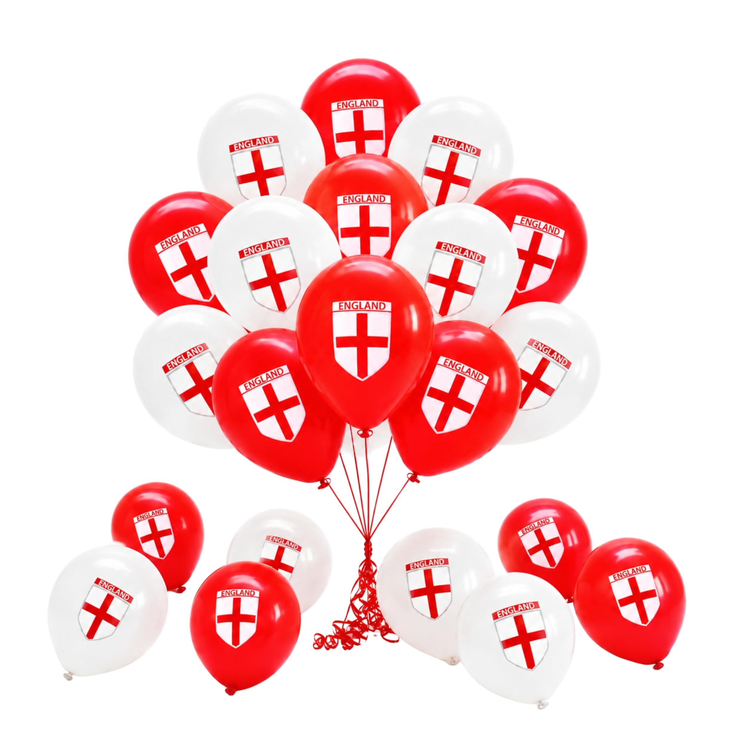 60Pcs England St George Flag Printed Balloons 12 Inch for FIFA 2026 World Cup – Red and White Latex Football Party Balloons for Sports Events, Fan Celebrations and Decorations