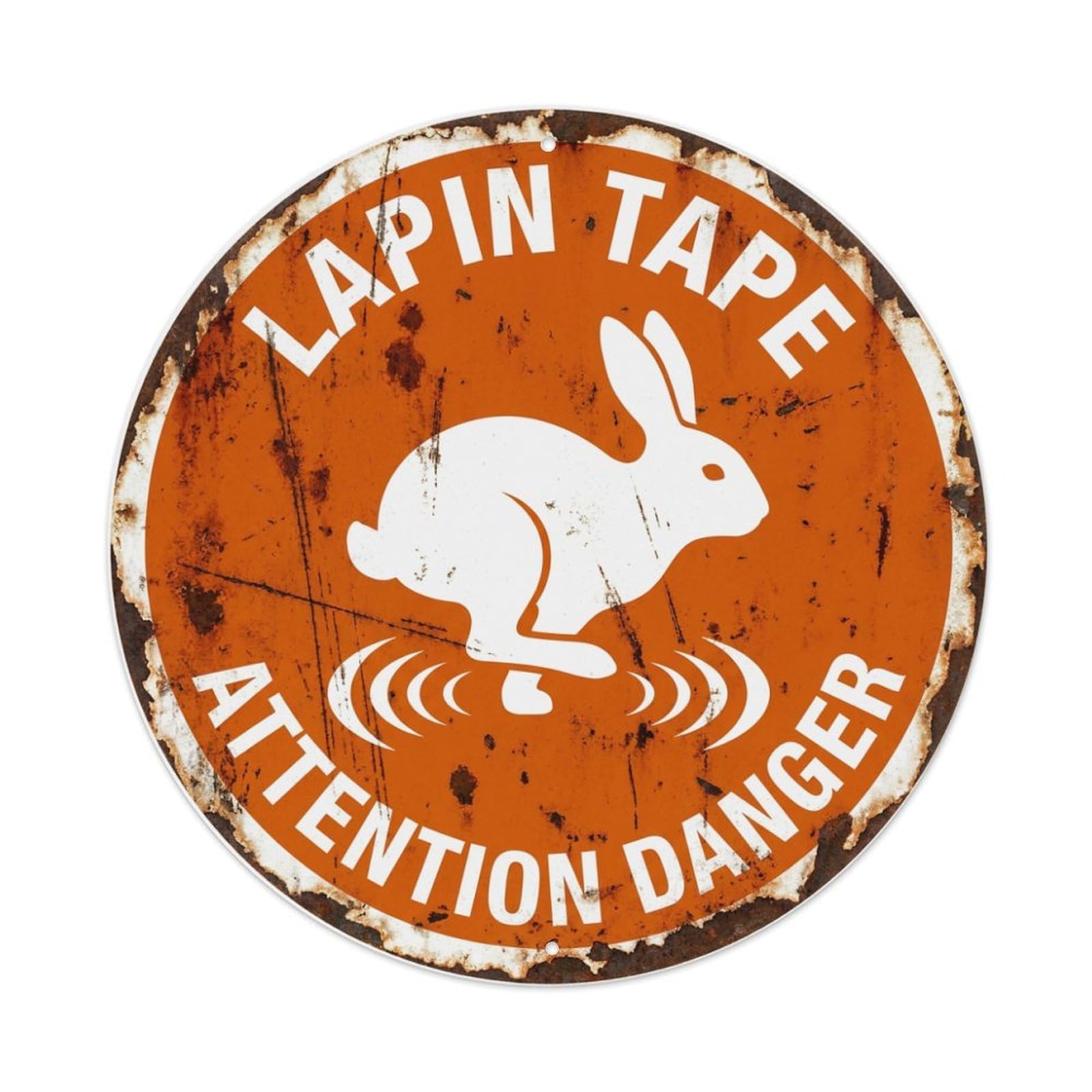 Fqcyn Style Bunny Thumping Alert Round Wall Hanging Metal Tin Sign Plaque Wall Decor For Cafe, Club Bar, Office, Home Garden Round Metal Poster 8X8inch