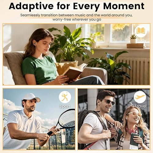 Miniatura 3 de Auriculares con clip, auriculares de oreja abierta, inalámbricos, Bluetooth 5.4, auriculares con clip con pantalla táctil LCD, auriculares ligeros y