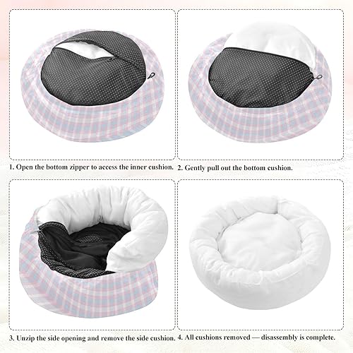 Miniatura 8 de Powder Blue Checkerboard Donut Cuddler Pet Dog Beds fluffier Puppy Beds for Medium Size Pets Sleeping cama elevada para Perros Grandes