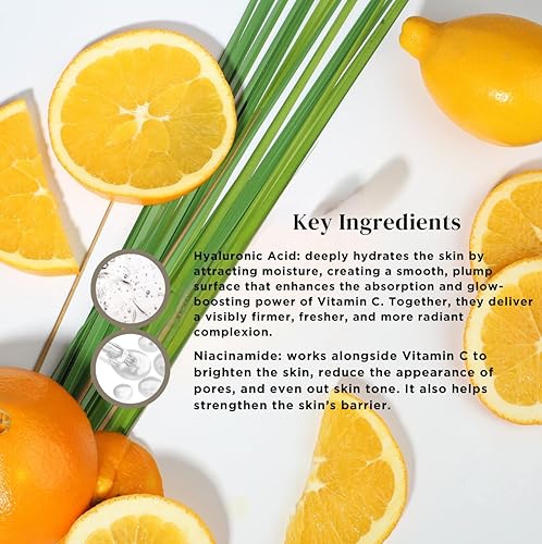 Miniatura 4 de REFINE BEAUTY Suero de vitamina C con ácido hialurónico + niacinamida para manchas oscuras, líneas finas y arrugas para mejorar la textura y el tono