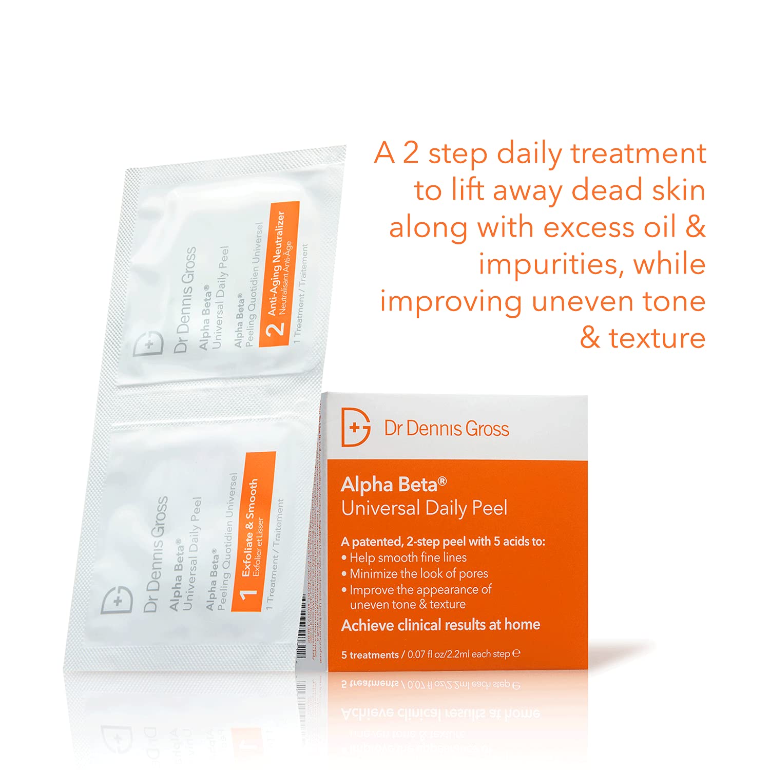 Dr. Dennis Gross Alpha Beta Universal Daily Peel: for Uneven Tone or Texture and Fine Lines or Enlarged Pores, (5 Treatments) : Beauty & Personal Care